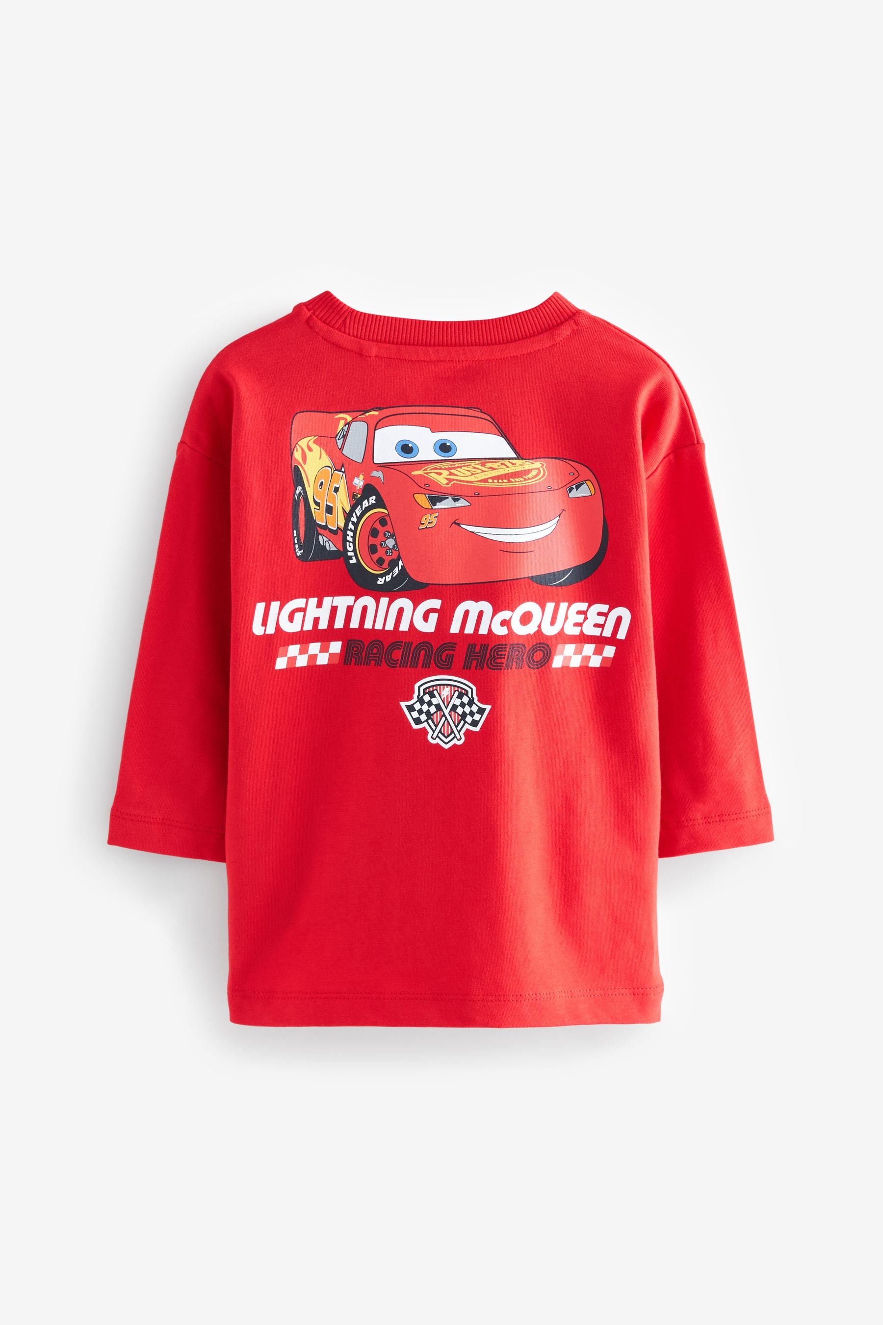 Red Long Sleeve 100% Cotton Cars T-Shirt (9mths-8yrs)