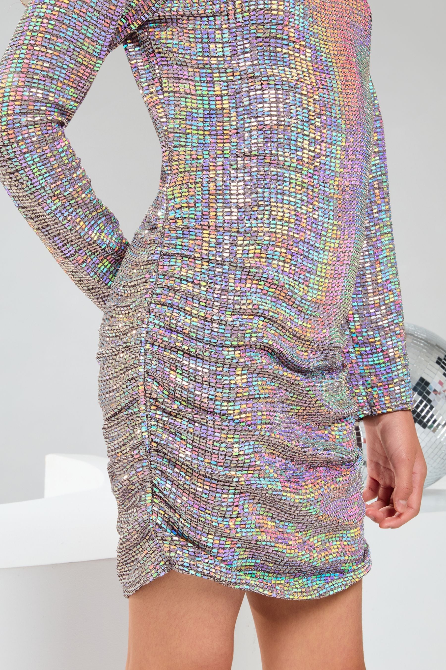 Silver Teen Holographic Bodycon Dress (10-16yrs)