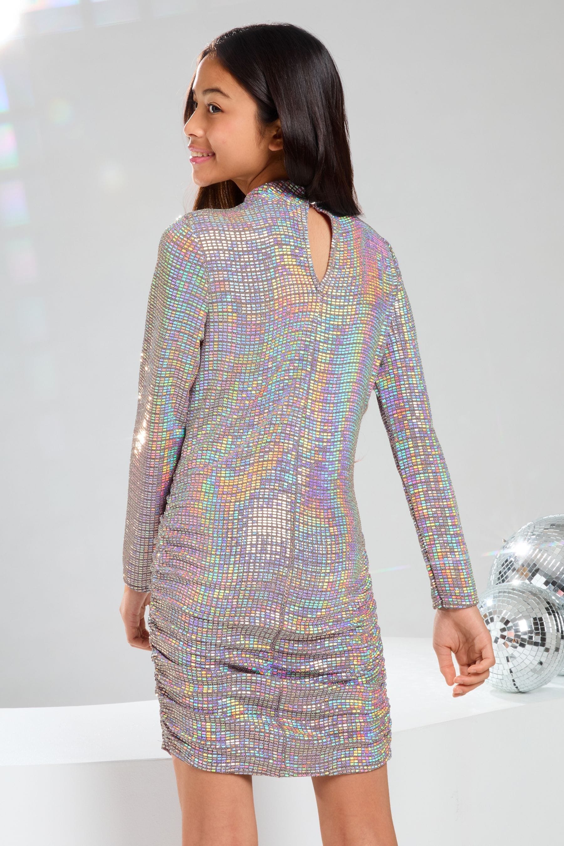 Silver Teen Holographic Bodycon Dress (10-16yrs)