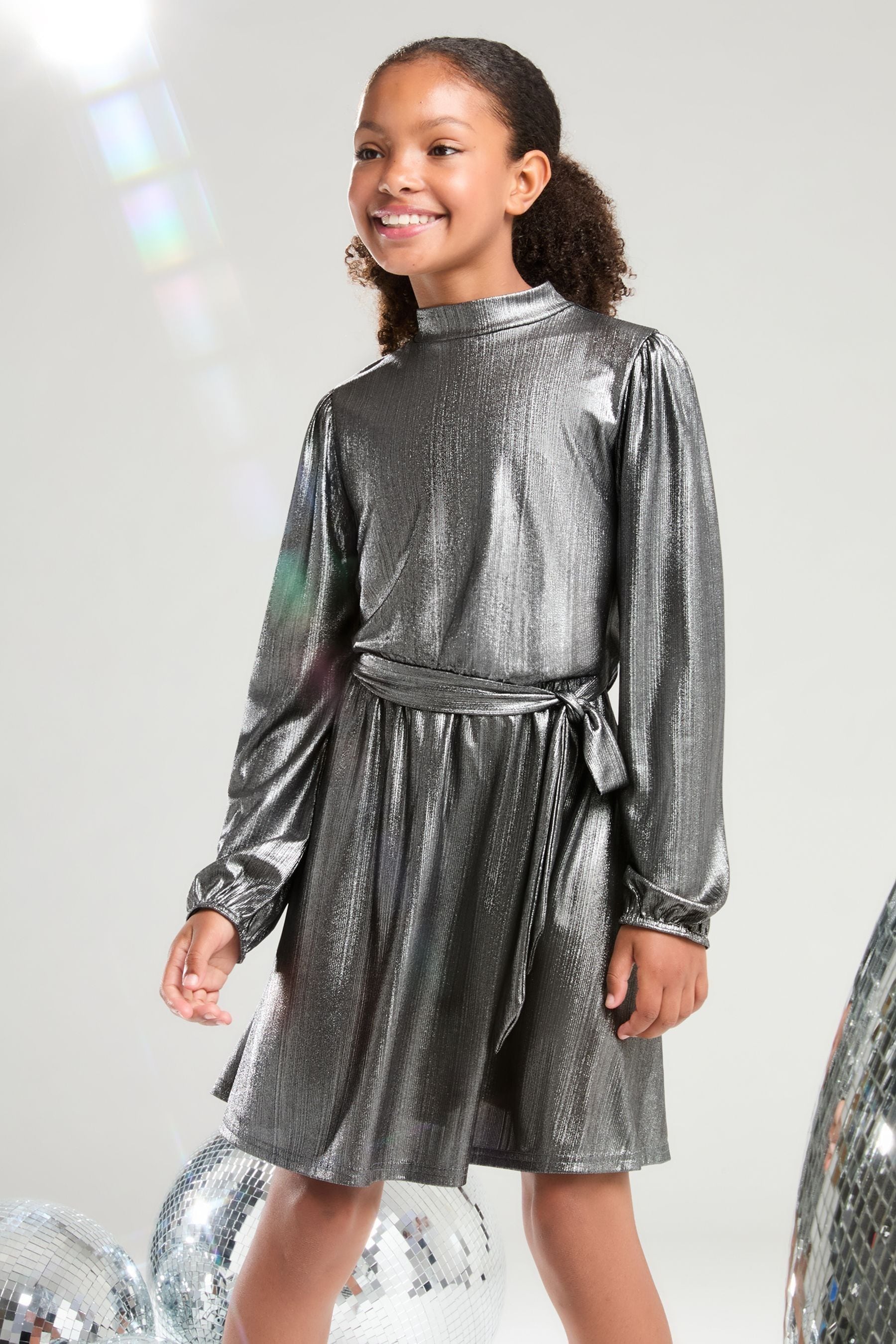 Lipsy Silver Belted Party Dress (5-16yrs)