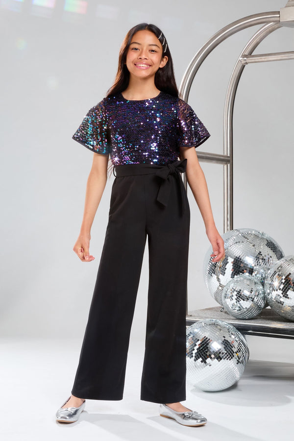 Black Sequin 2-in-1 Party Jumpsuit (5-16yrs)