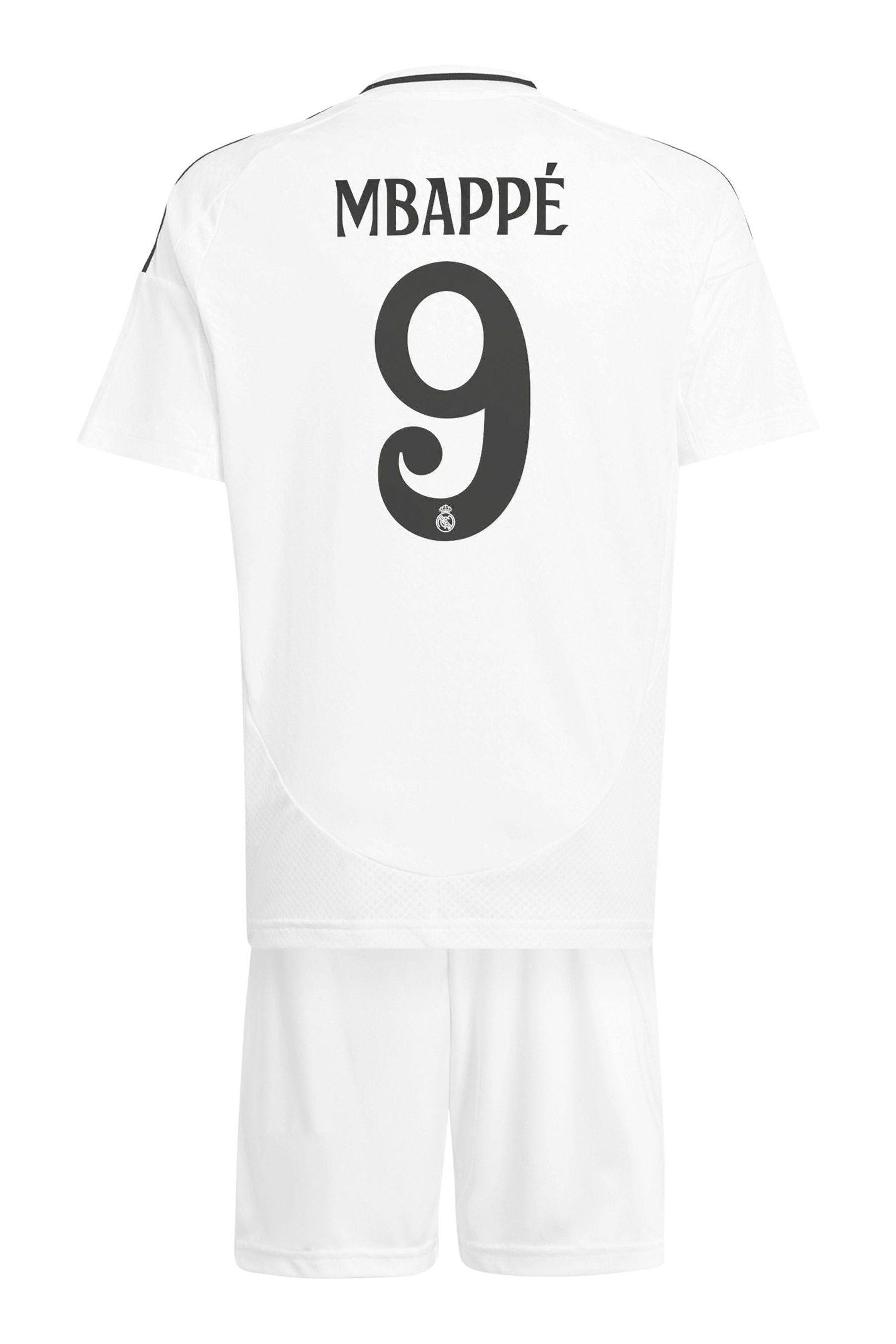 adidas White Real Madrid adidas Home Youthkit 2024-25 with Mbappé 9 Printing