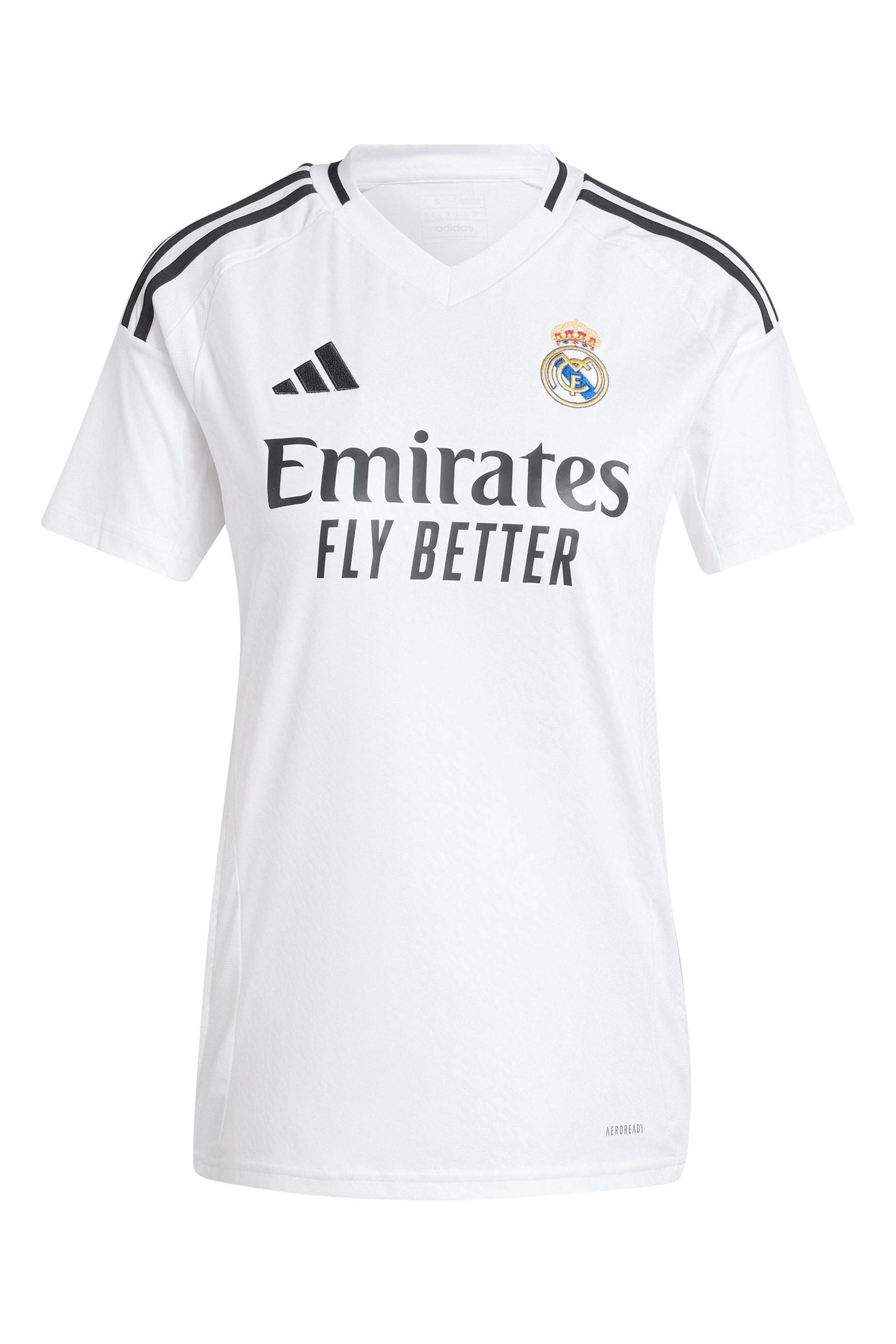 adidas White Real Madrid Home Shirt 2024-25 with Mbappé 9 Printing