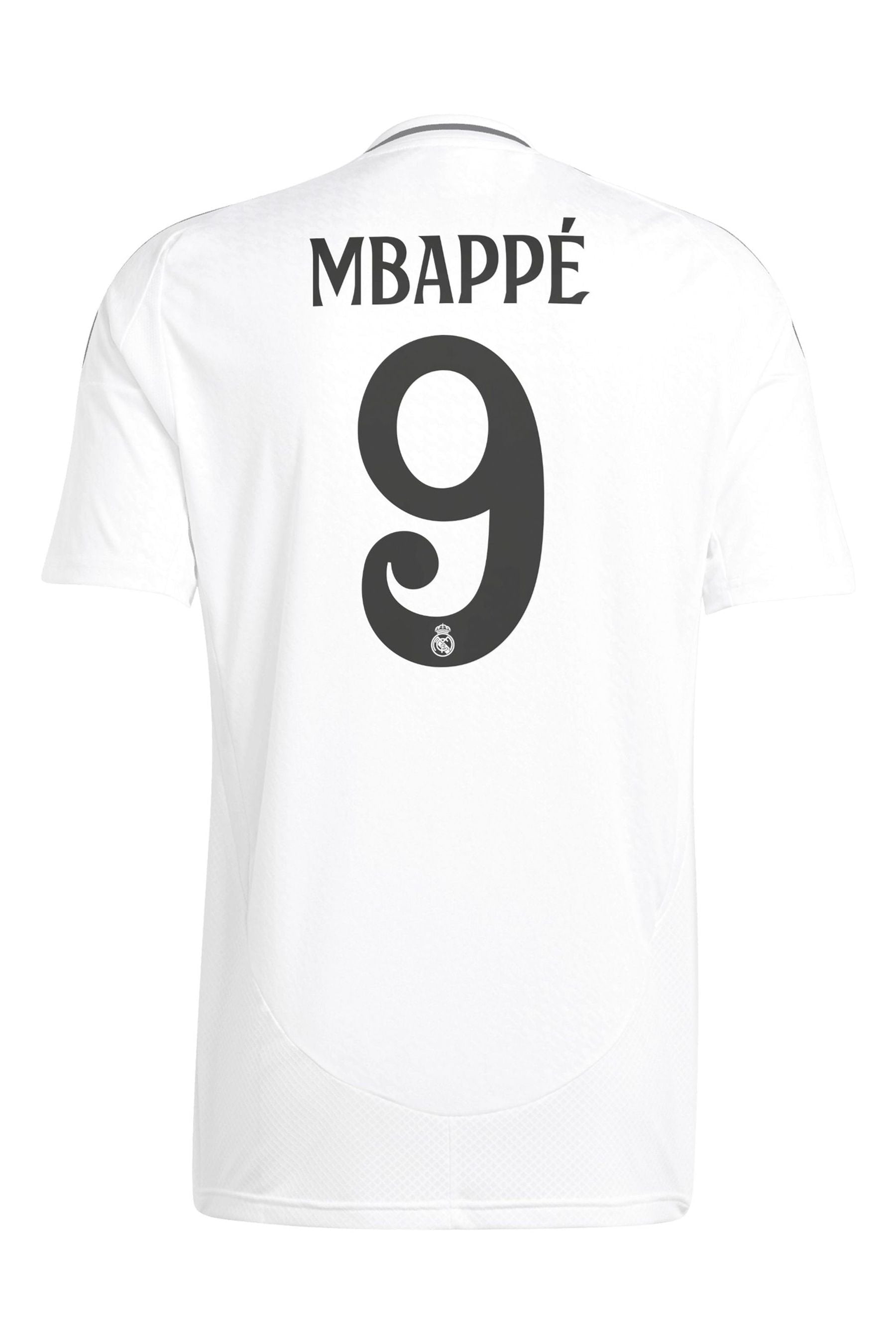 adidas Pearl White Real Madrid Home Shirt 2024-25 with Mbappé 9 Printing