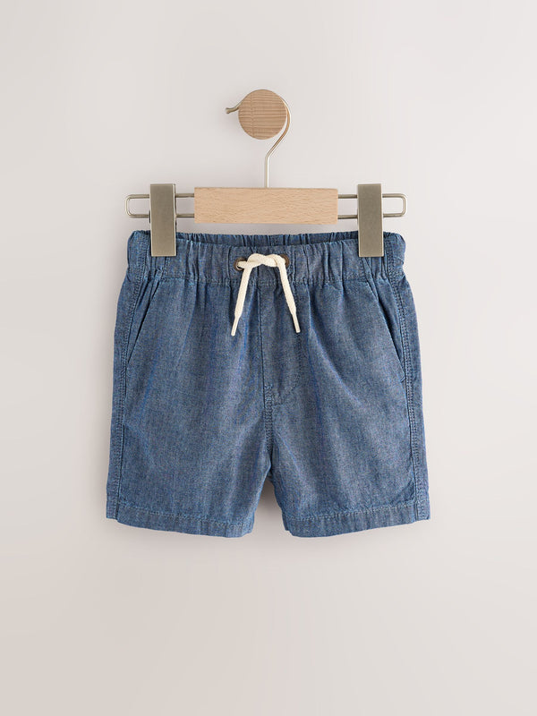 Chambray Blue 100% Cotton Pull On Shorts (3mths-7yrs)