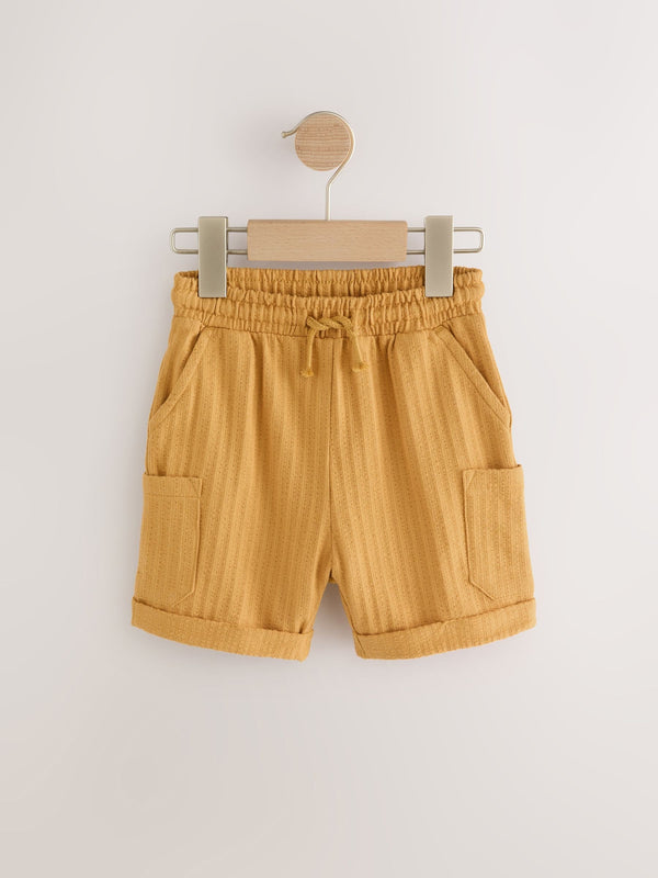 Ochre Yellow 100% Cotton Lightweight Textured Jersey Shorts (3mths-7yrs)