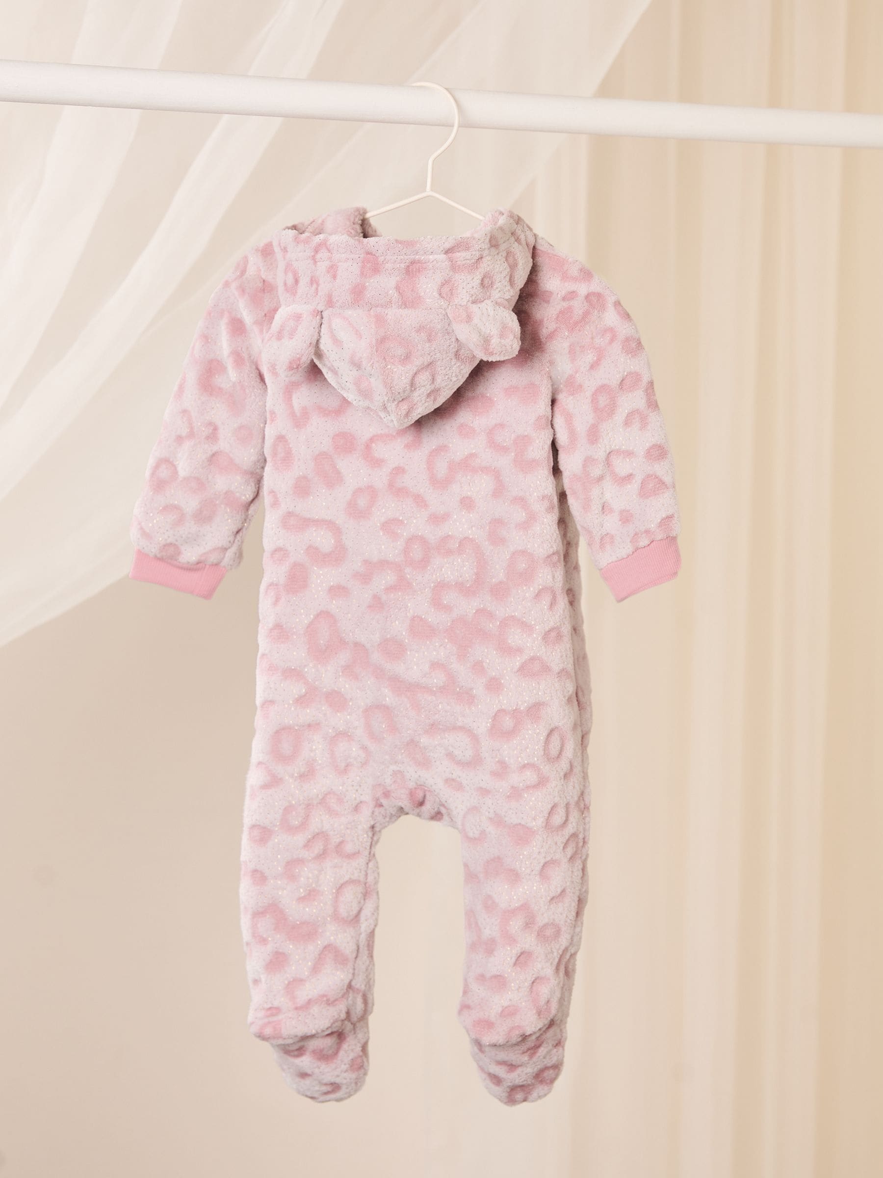 Pink Leopard Print Baby Soft Touch Fleece Sleepsuit (0-24mths)