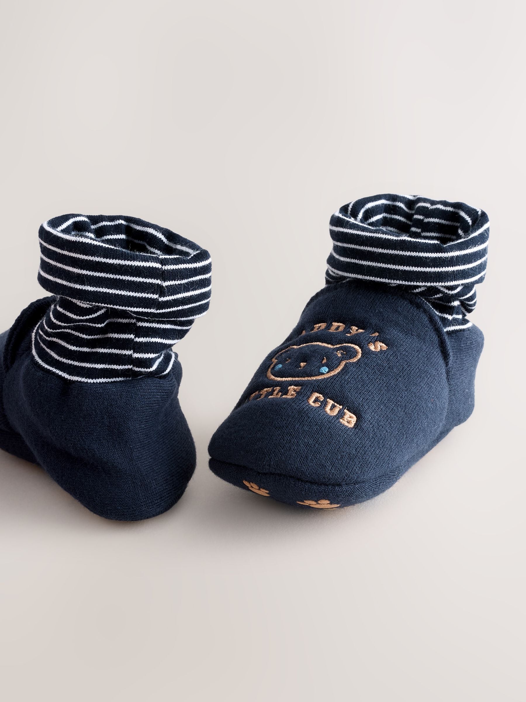 Blue Mummy And Daddy Baby Booties Socks 2 Pack (0-2mths)