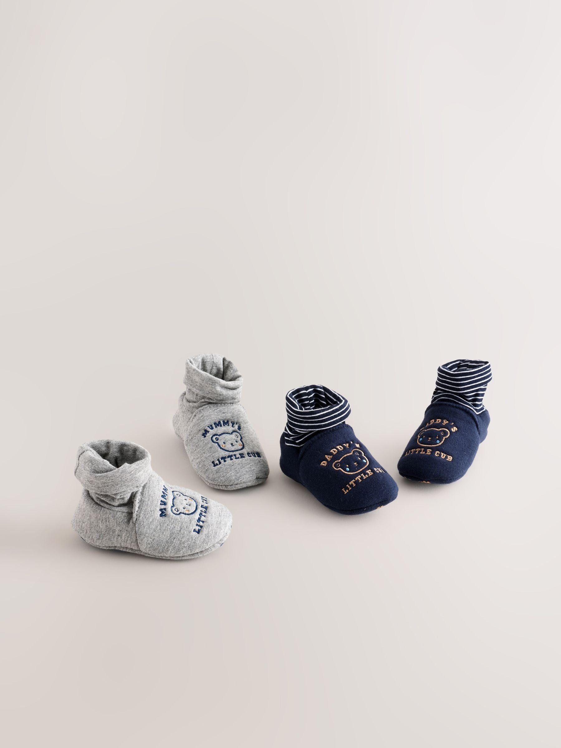 Blue Mummy And Daddy Baby Booties Socks 2 Pack (0-2mths)