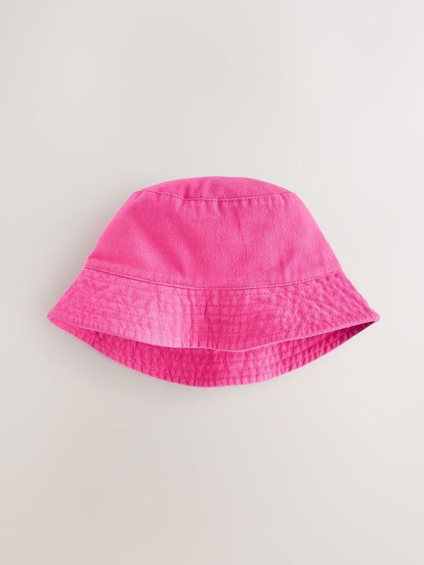 Bright Pink Bucket 100% Cotton Hat (3mths-16yrs)