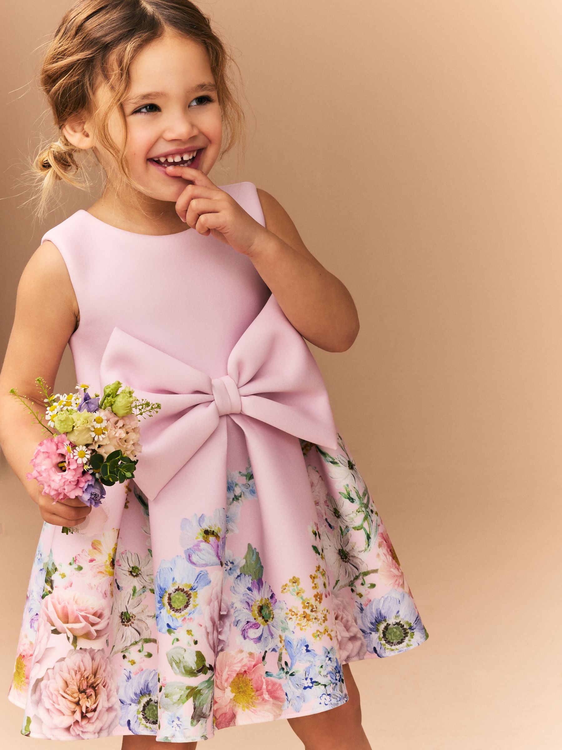 Pink Sleeveless Floral Party Dress (3mths-7yrs)