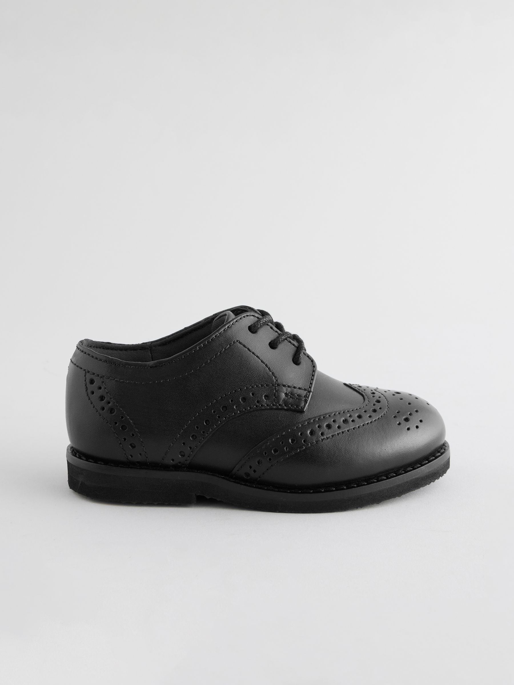 Black Standard Fit (F) Smart Leather Brogue Shoes