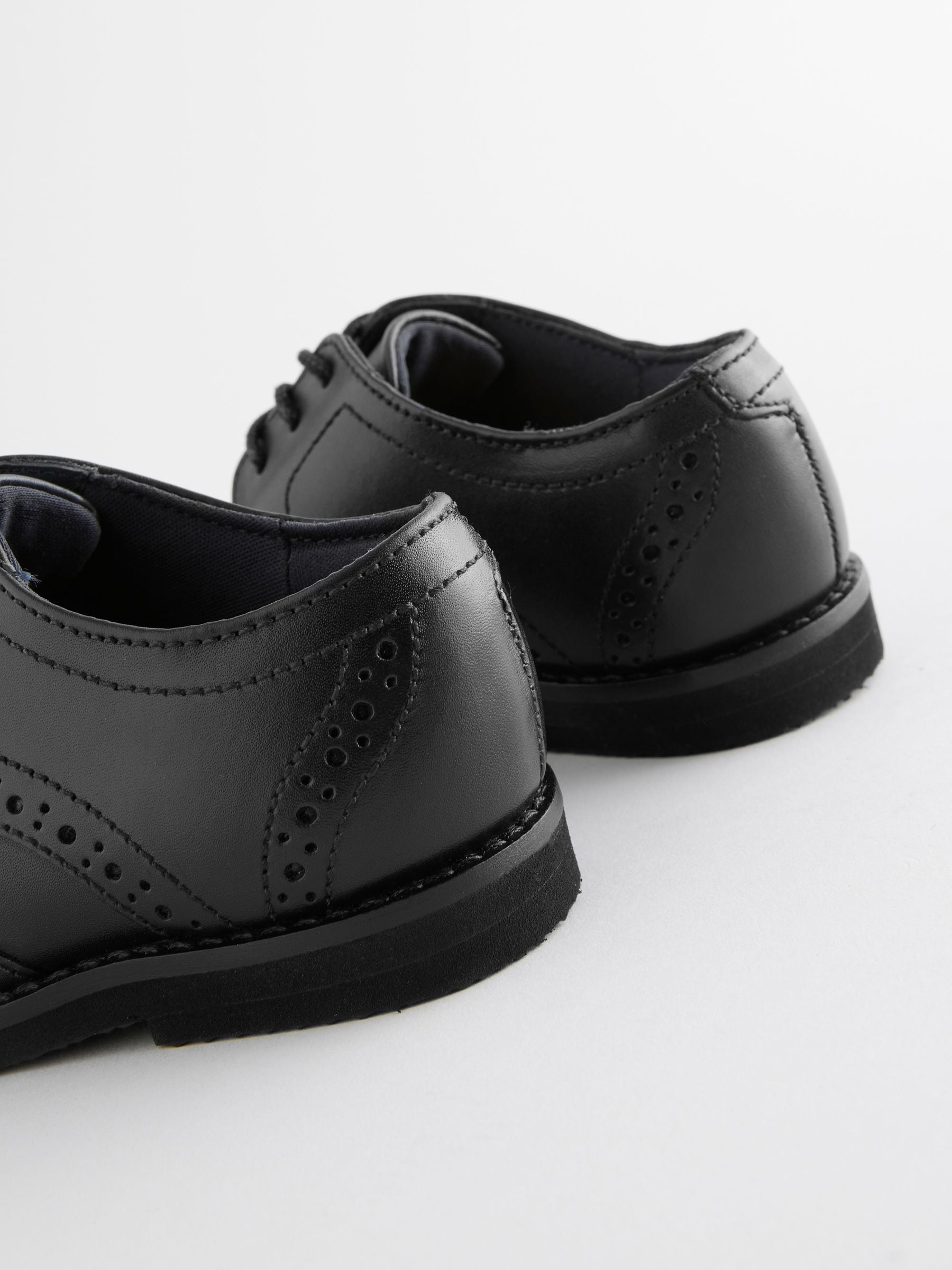 Black Standard Fit (F) Smart Leather Brogue Shoes