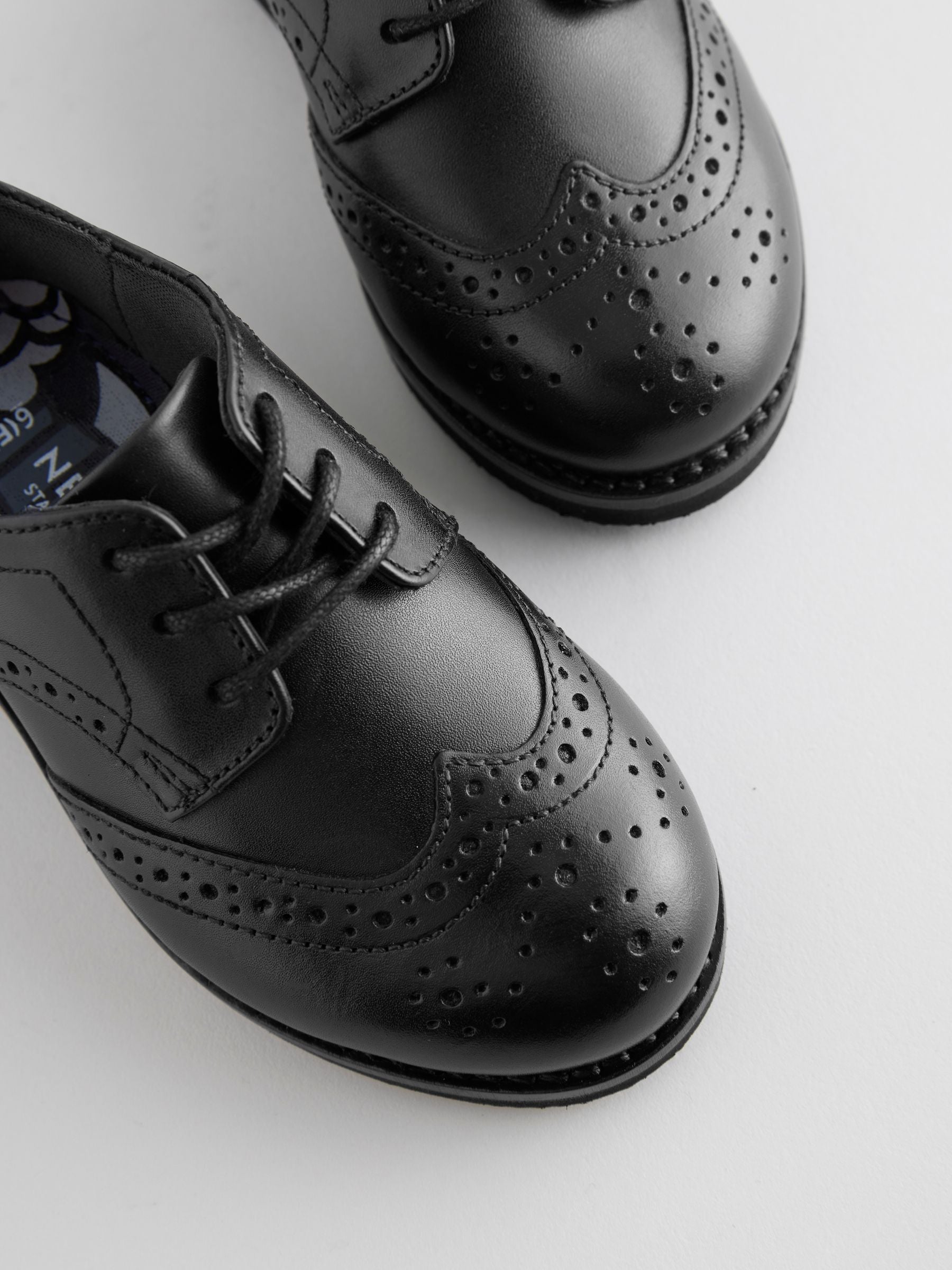 Black Standard Fit (F) Smart Leather Brogue Shoes