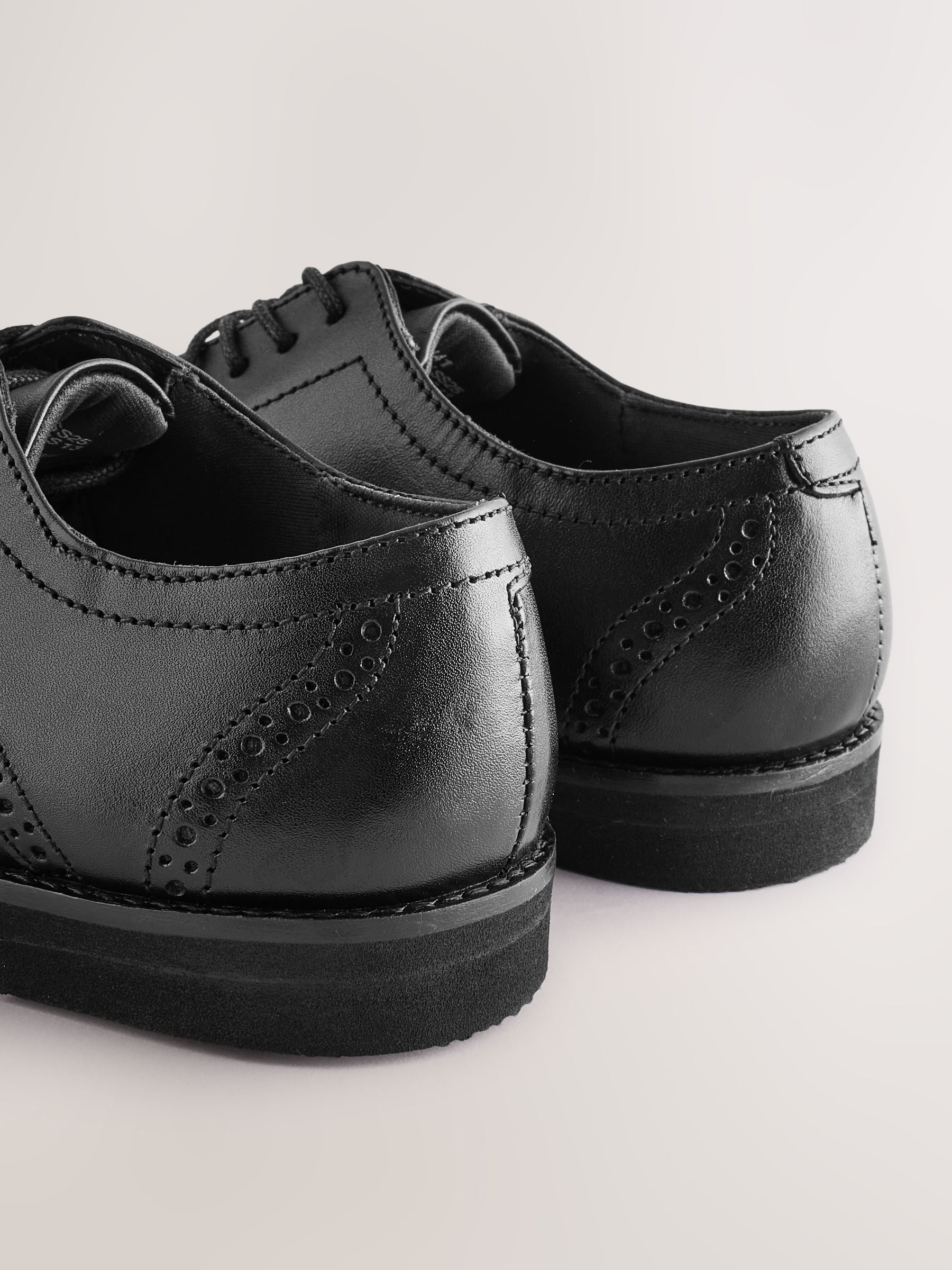 Black Wide Fit (G) Smart Leather Brogue Shoes