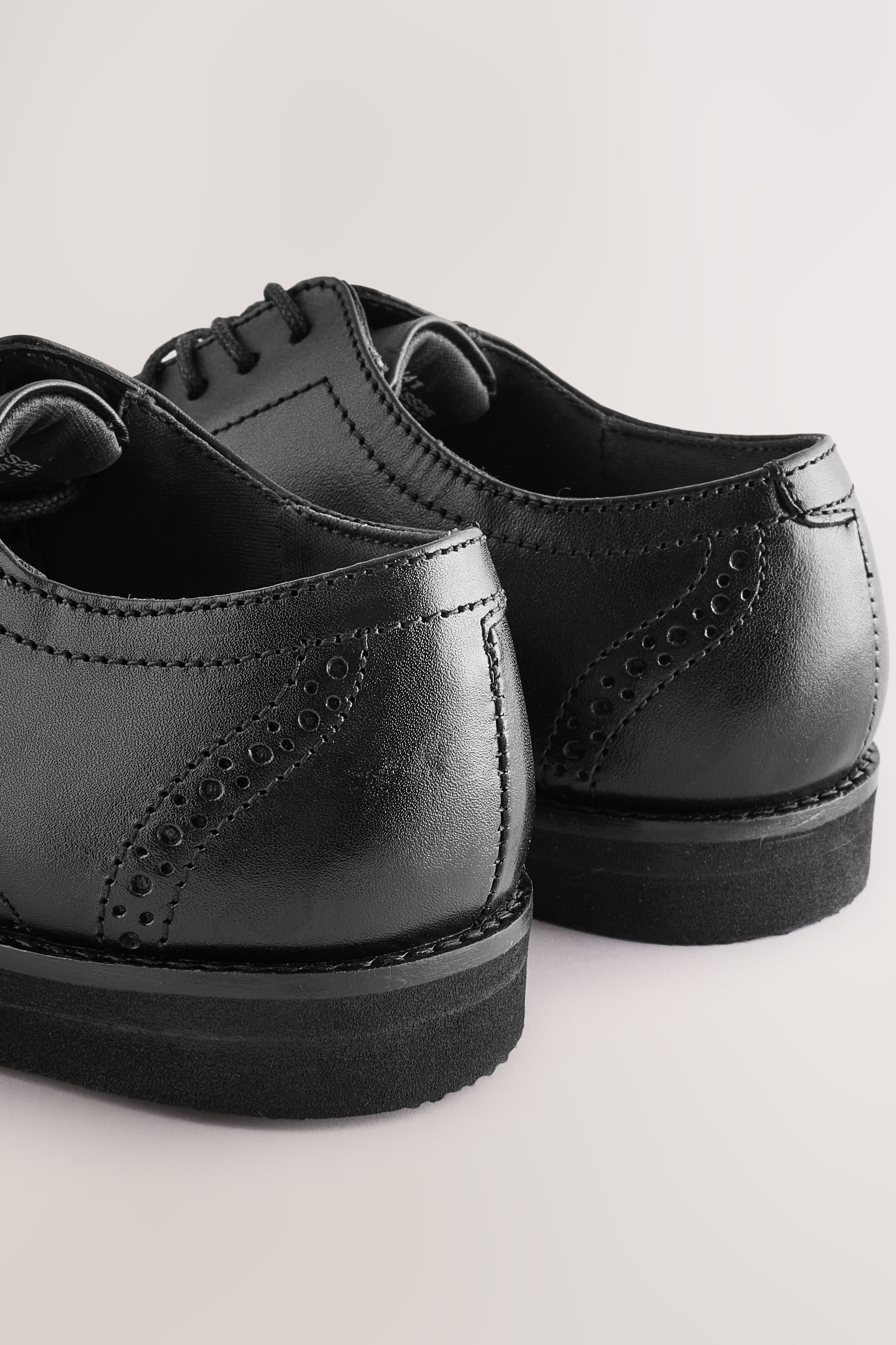 Black Wide Fit (G) Smart Leather Brogue Shoes