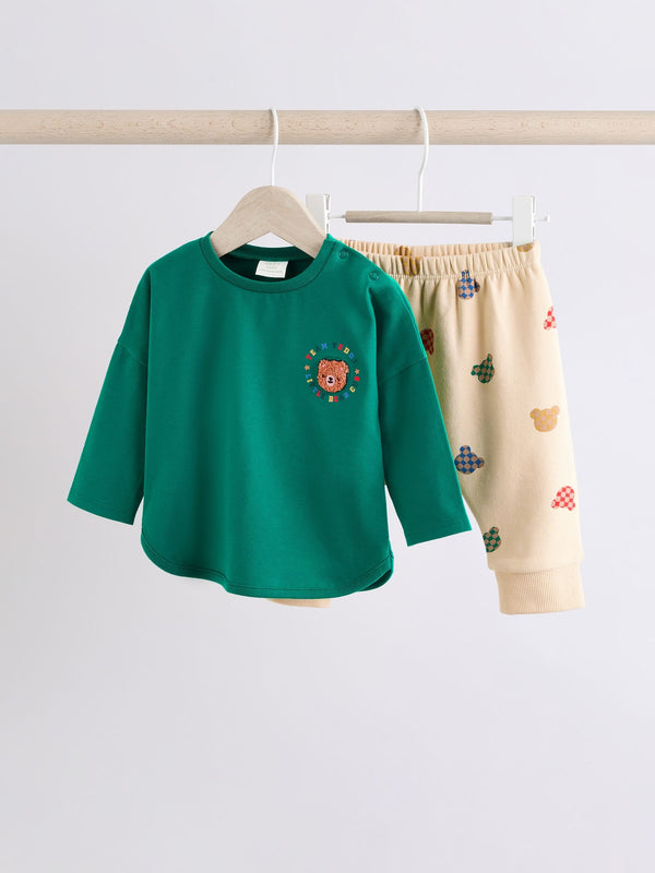 Bright Varsity Bear Baby Top And Leggings Set