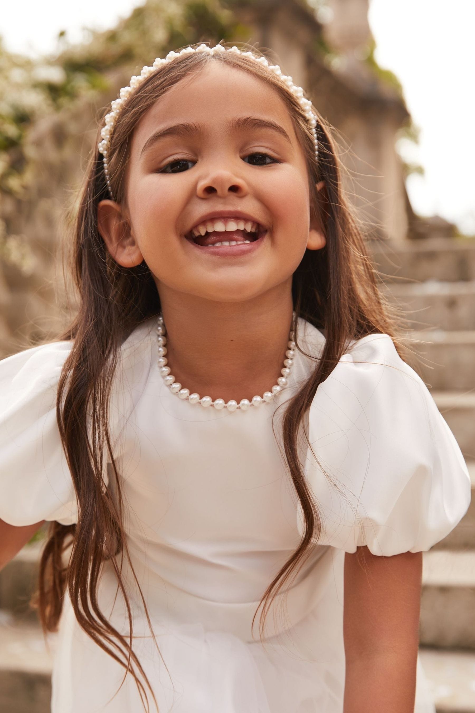 Ivory Puff Sleeve Occasion Dress (3-12yrs)