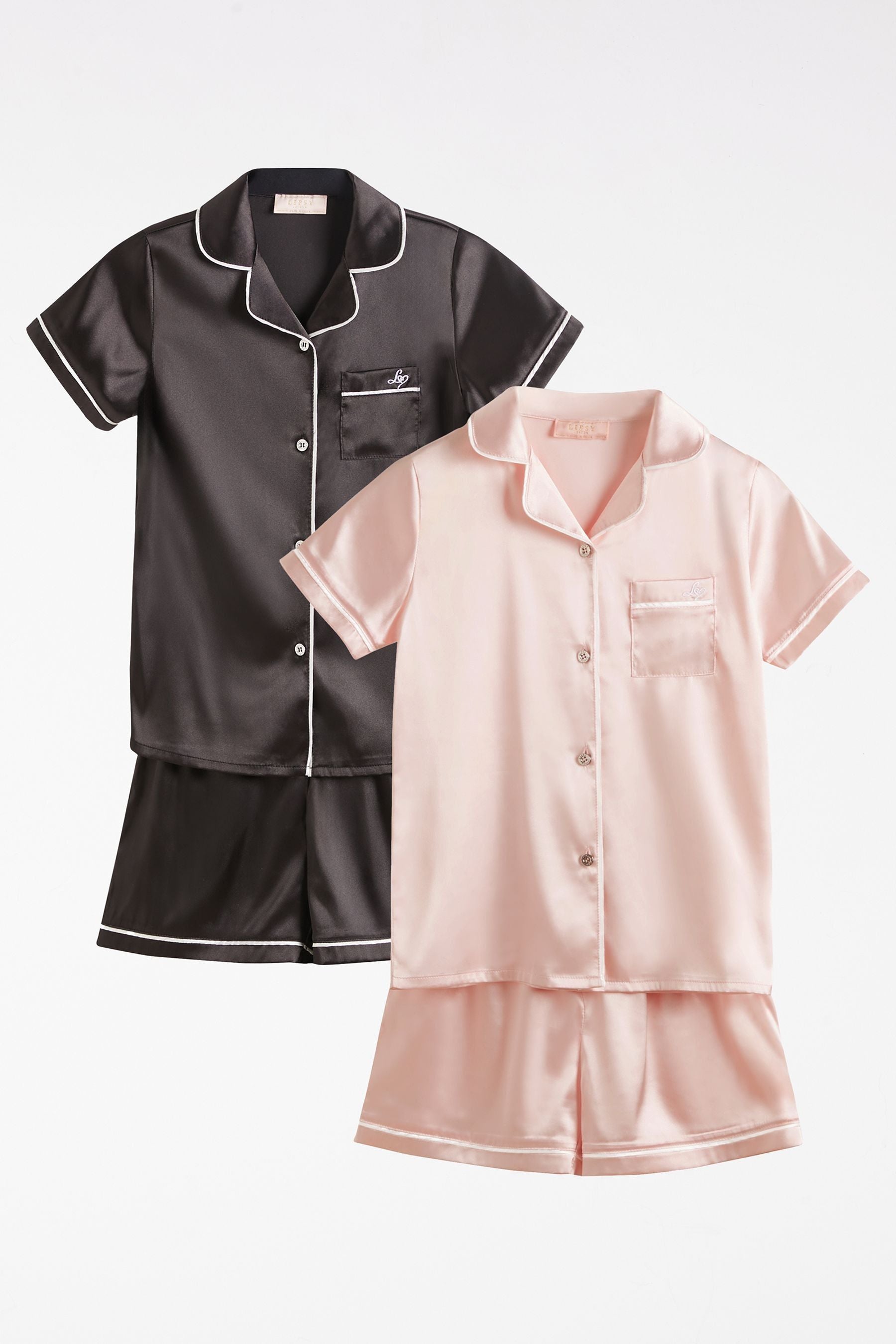 Lipsy Pink/Black Satin Pyjamas 2 Pack (5-16yrs) (5-16yrs)