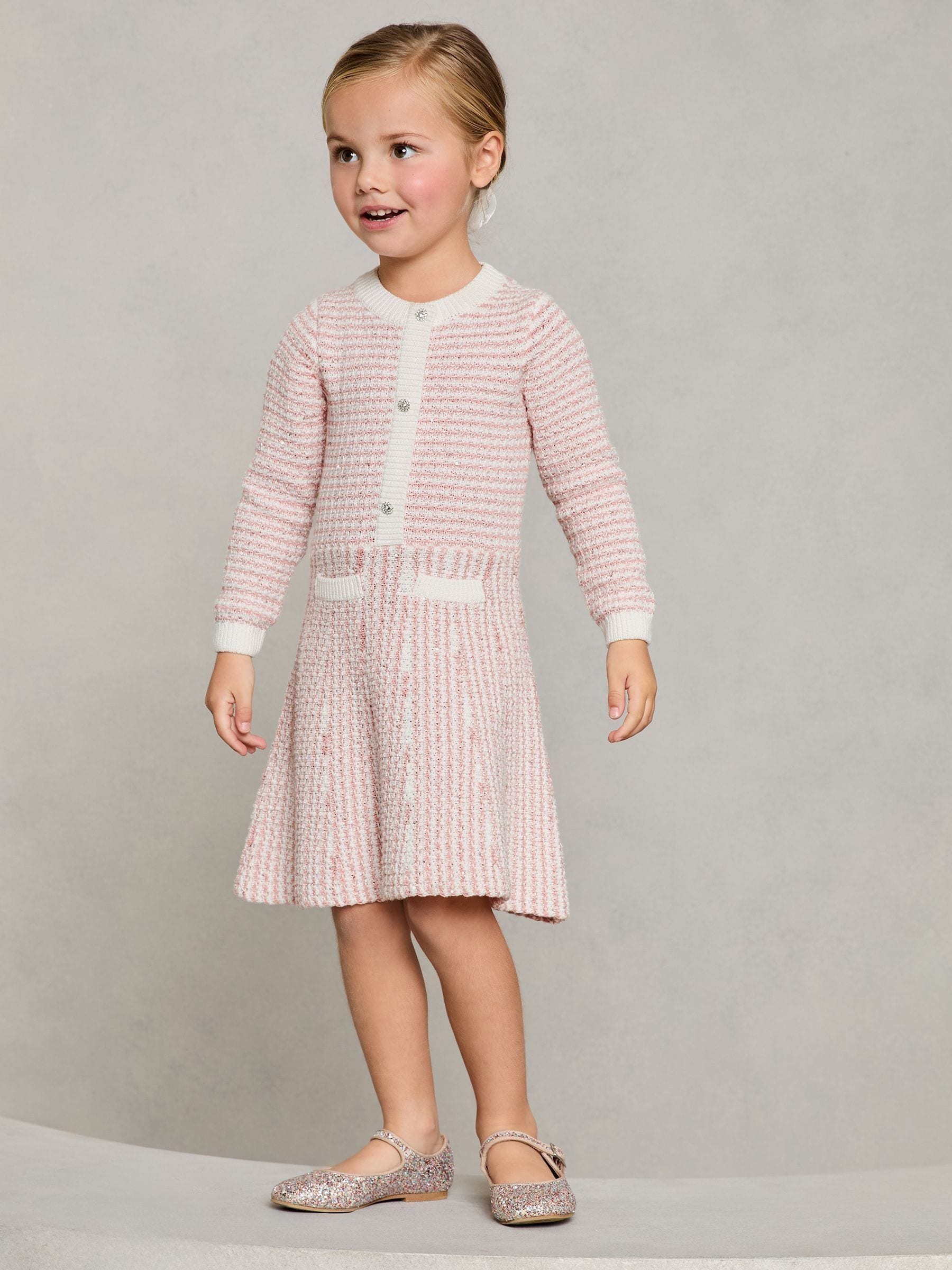 Pink Mini Boucle Sequin Knit 100% Cotton Dress (0mths-6yrs)