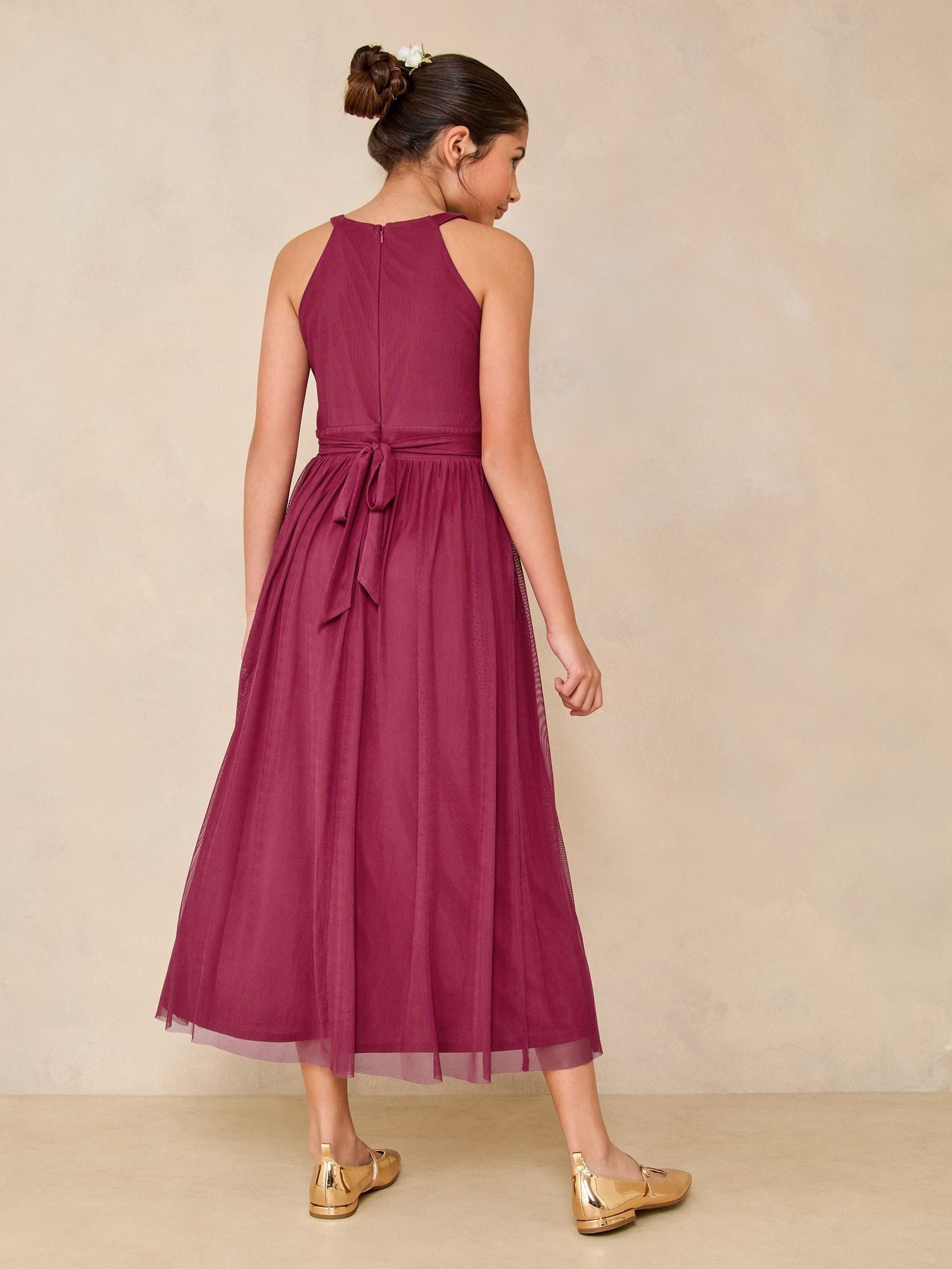 Burgundy Red Teen Cut Out Midi Occasion Dress (10-16yrs)