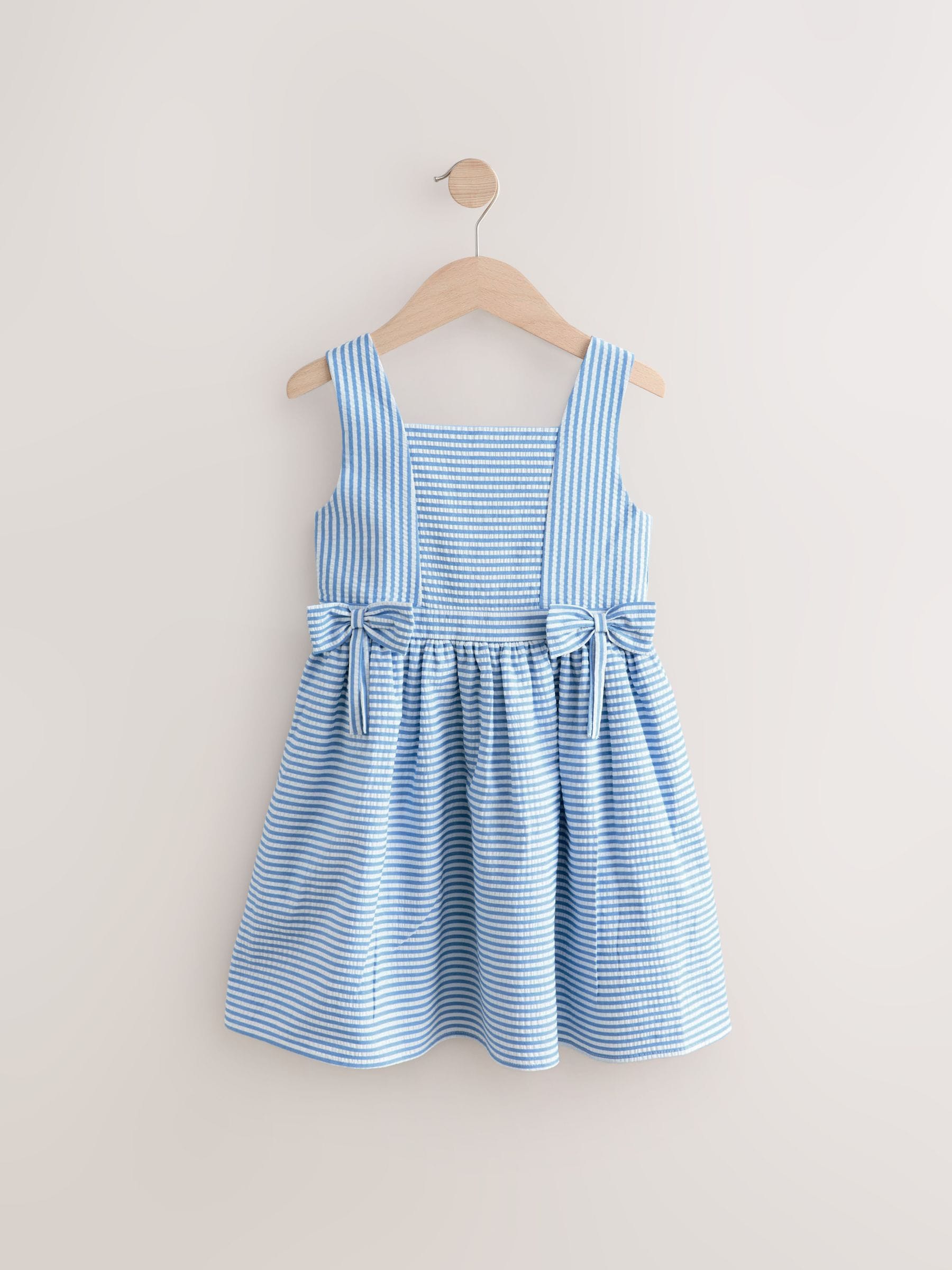 Blue Stripe Bow Detail Prom Dress (3-12yrs)