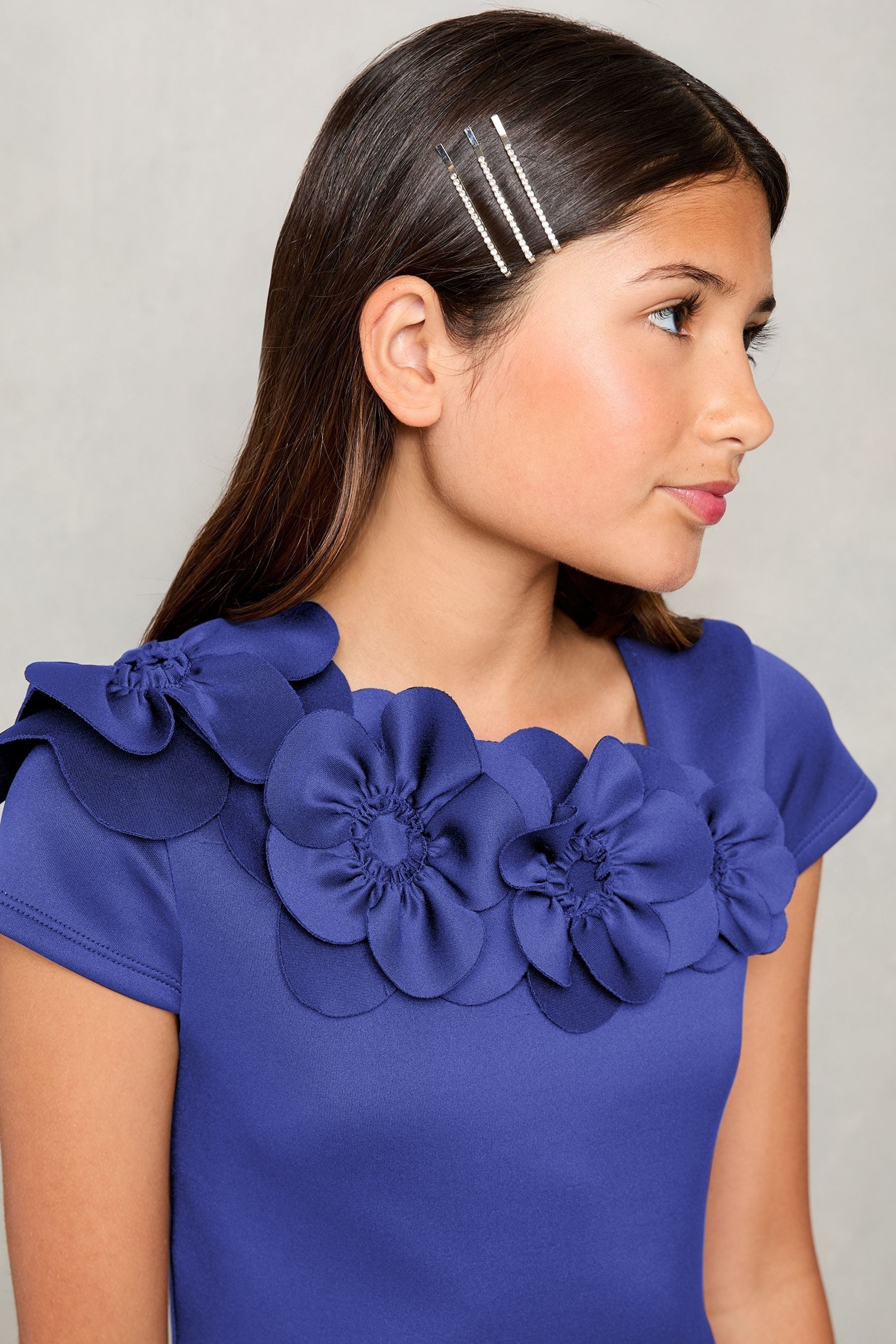 Lipsy Navy Blue Corsage Scuba Occasion Dress (5-16yrs) (5-16yrs)