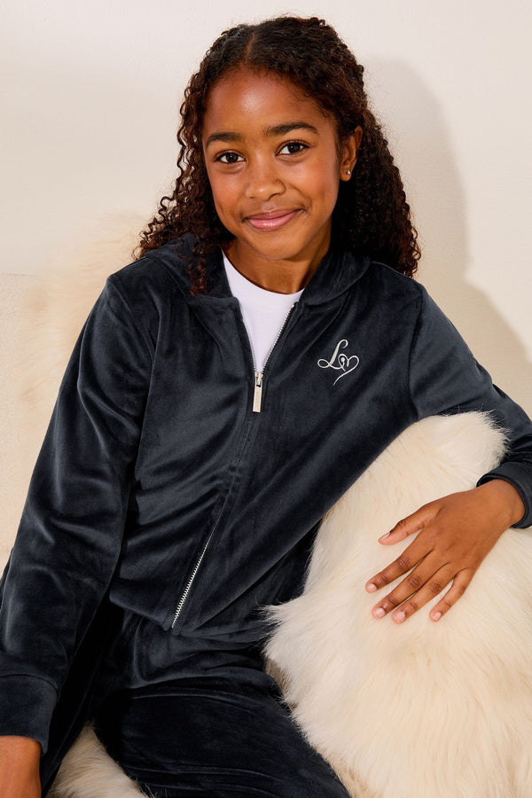 Navy Blue Super Soft Velour Zip Up Hoodie (5-16yrs)