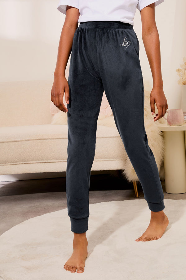 Navy Blue Supersoft Cuffed Velour Joggers (5-16yrs)