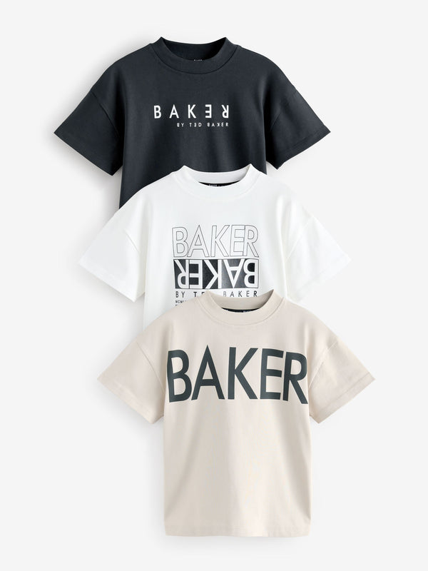 Baker by Ted Baker Graphic 100% Cotton T-Shirts 3 Pack