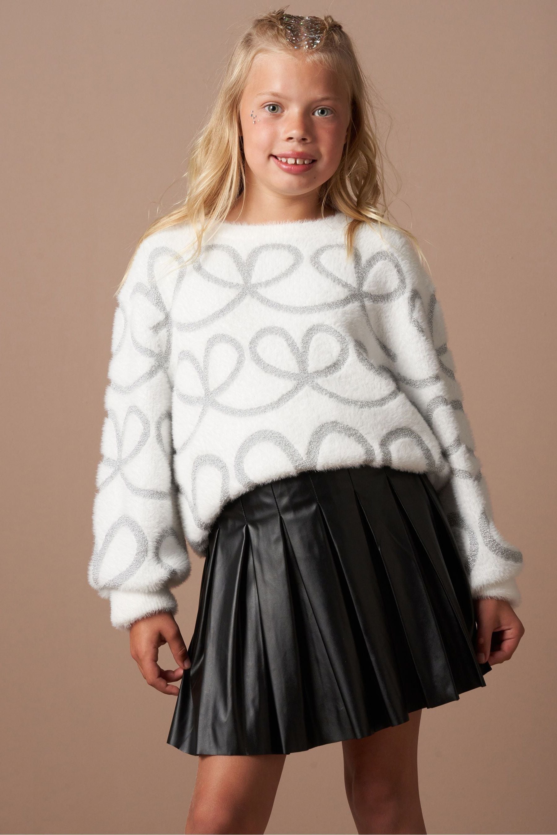 Angel & Rocket White Ana Lurex Fluffy Jumper