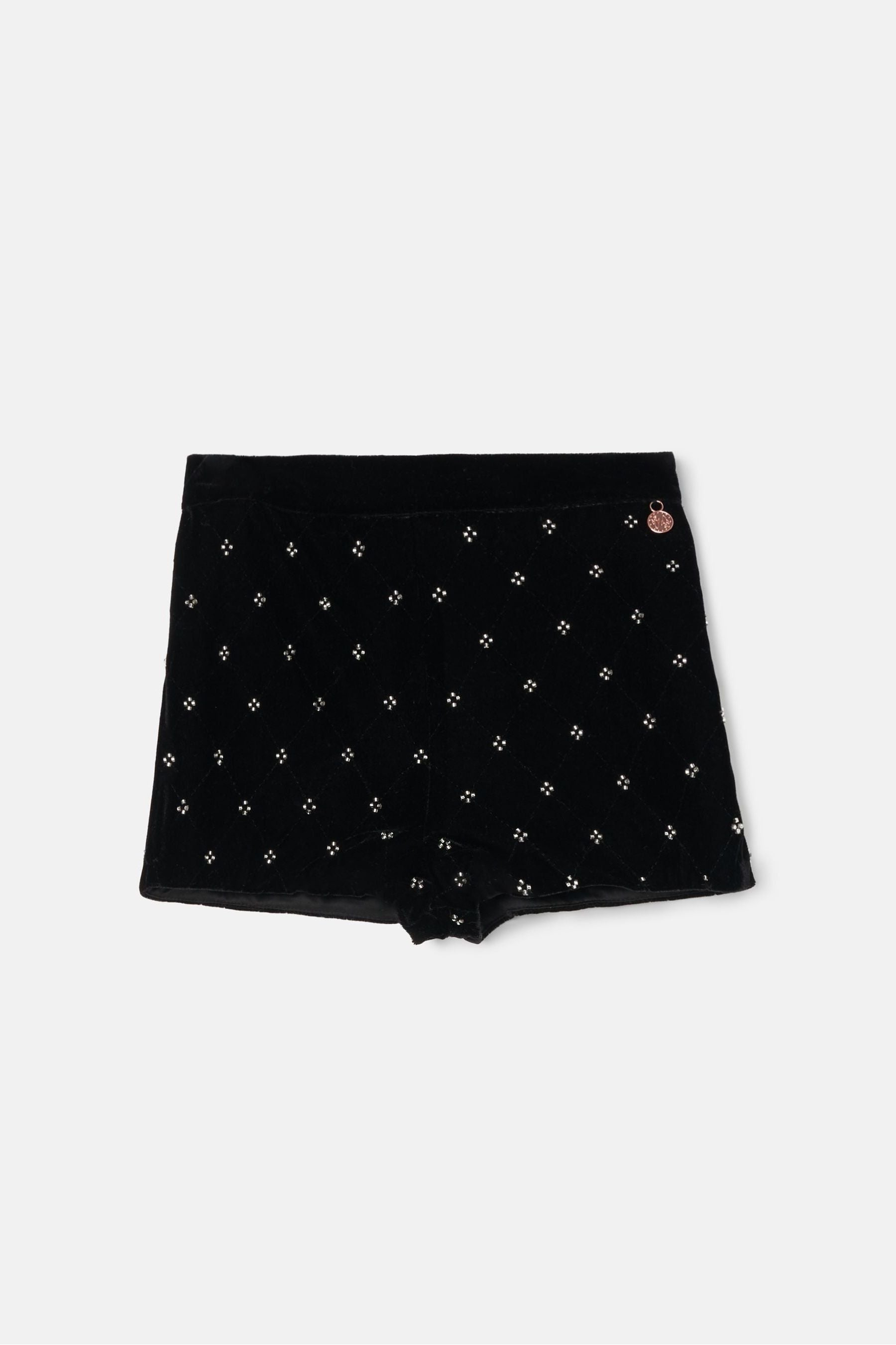 Angel & Rocket Black Paris Beaded Velvet Shorts