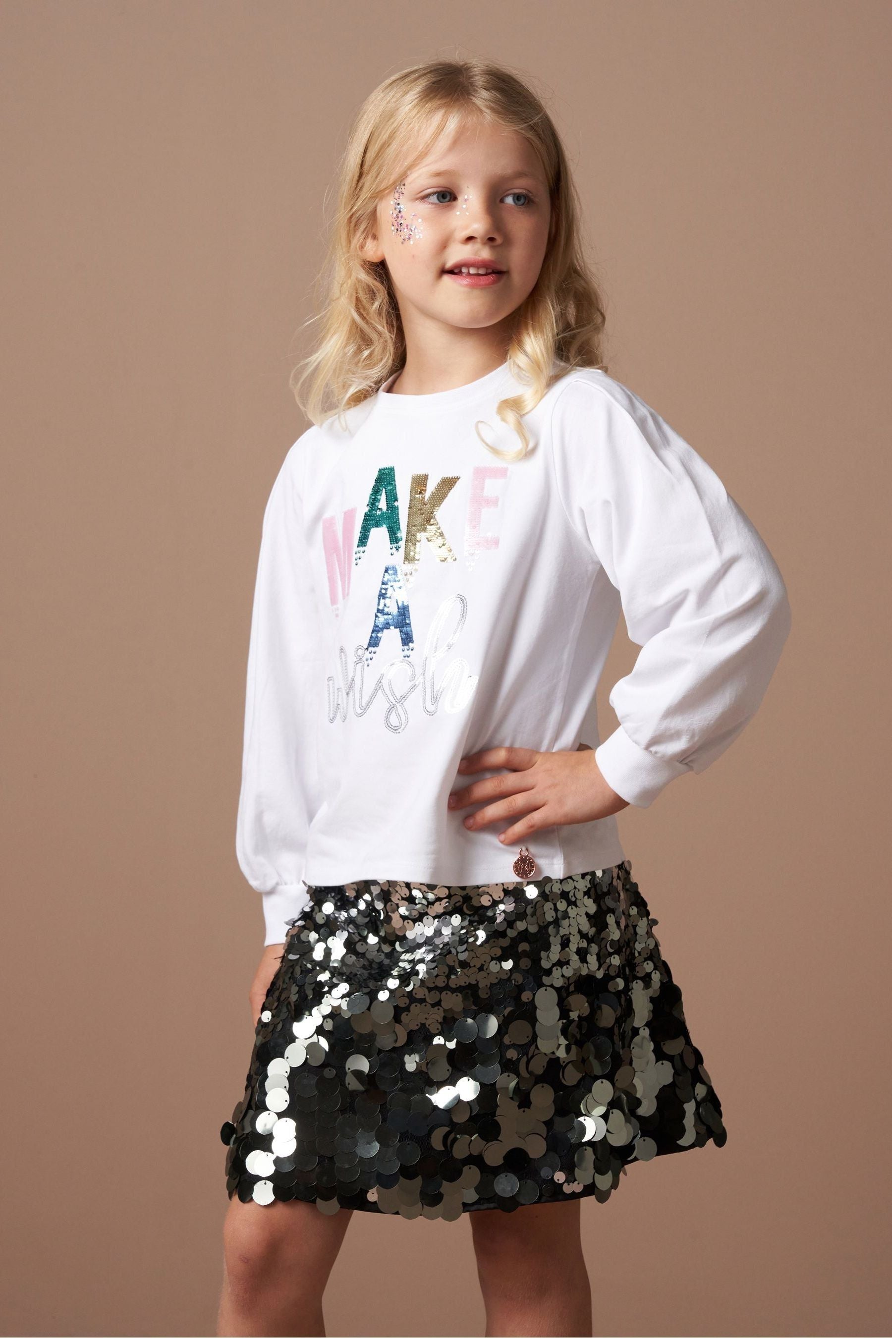 Angel & Rocket White Gigi Sequin Wish T-Shirt