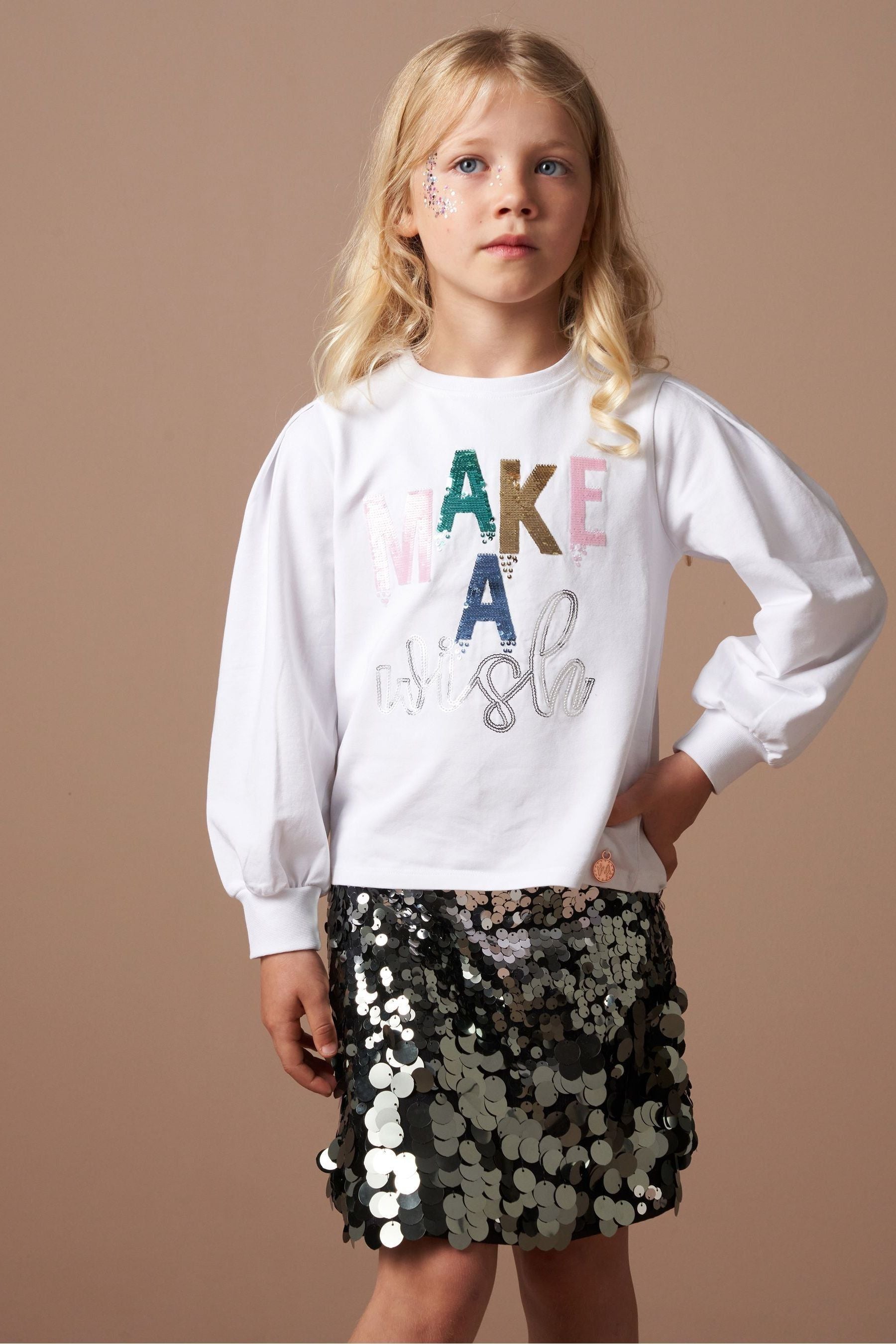 Angel & Rocket White Gigi Sequin Wish T-Shirt