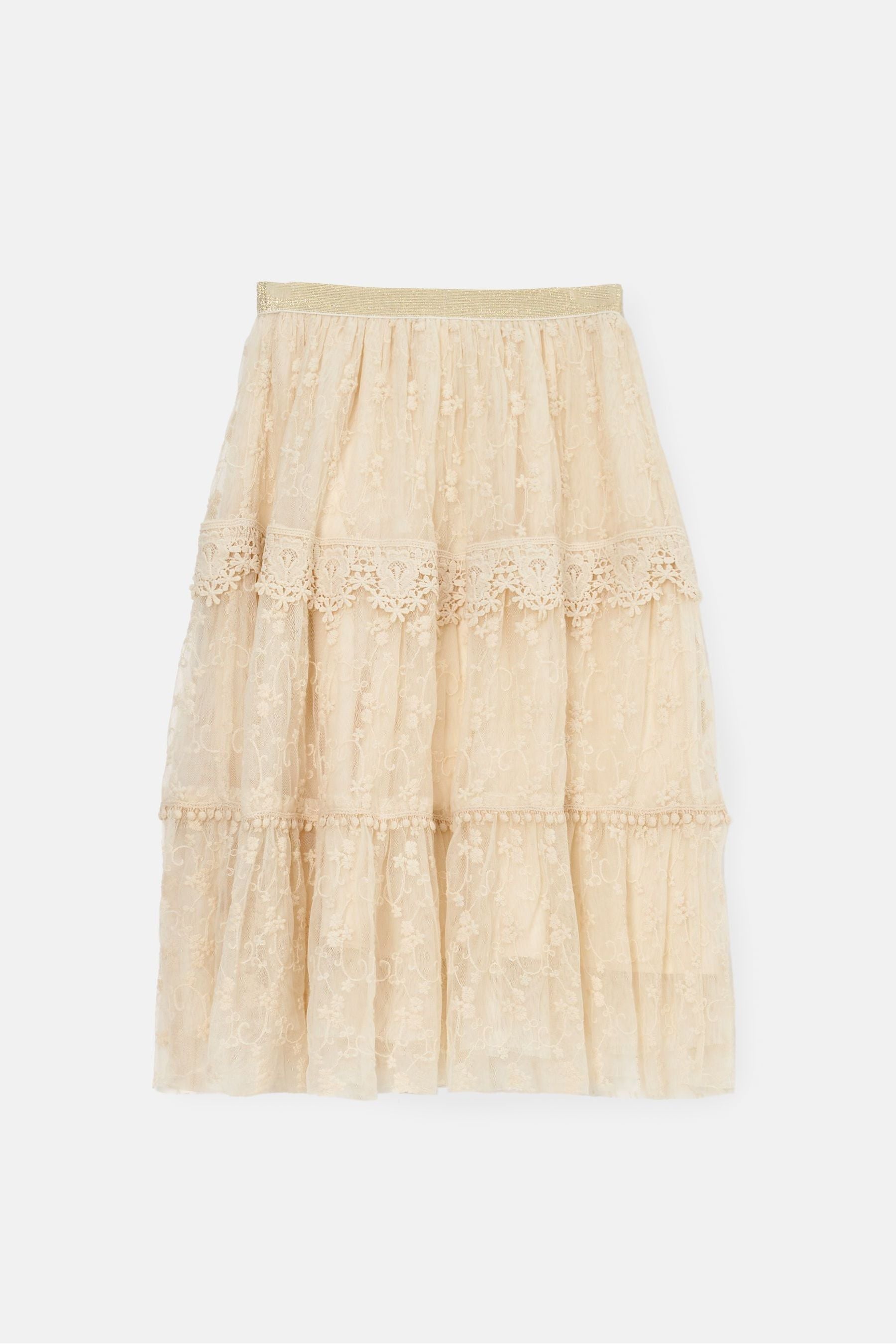 Angel & Rocket Natural Anya Lace Mesh Midi Skirt