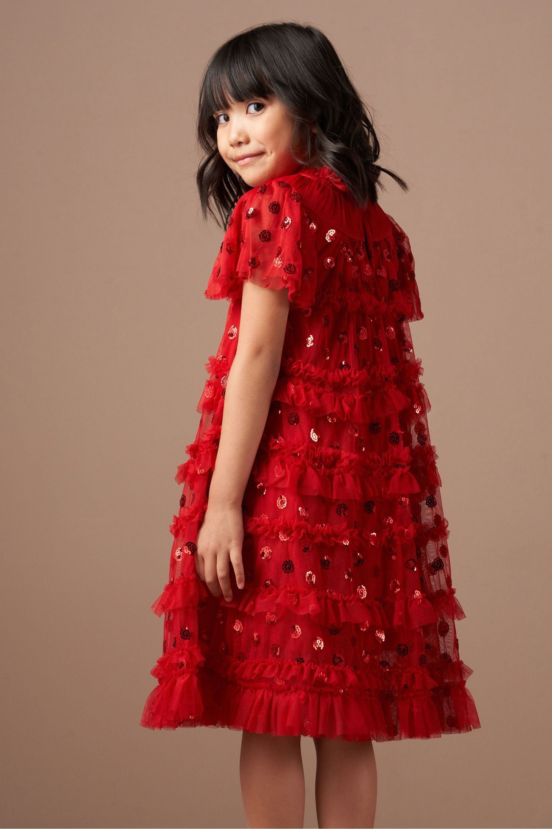 Angel & Rocket Red Delphine Sequin Mesh Dress