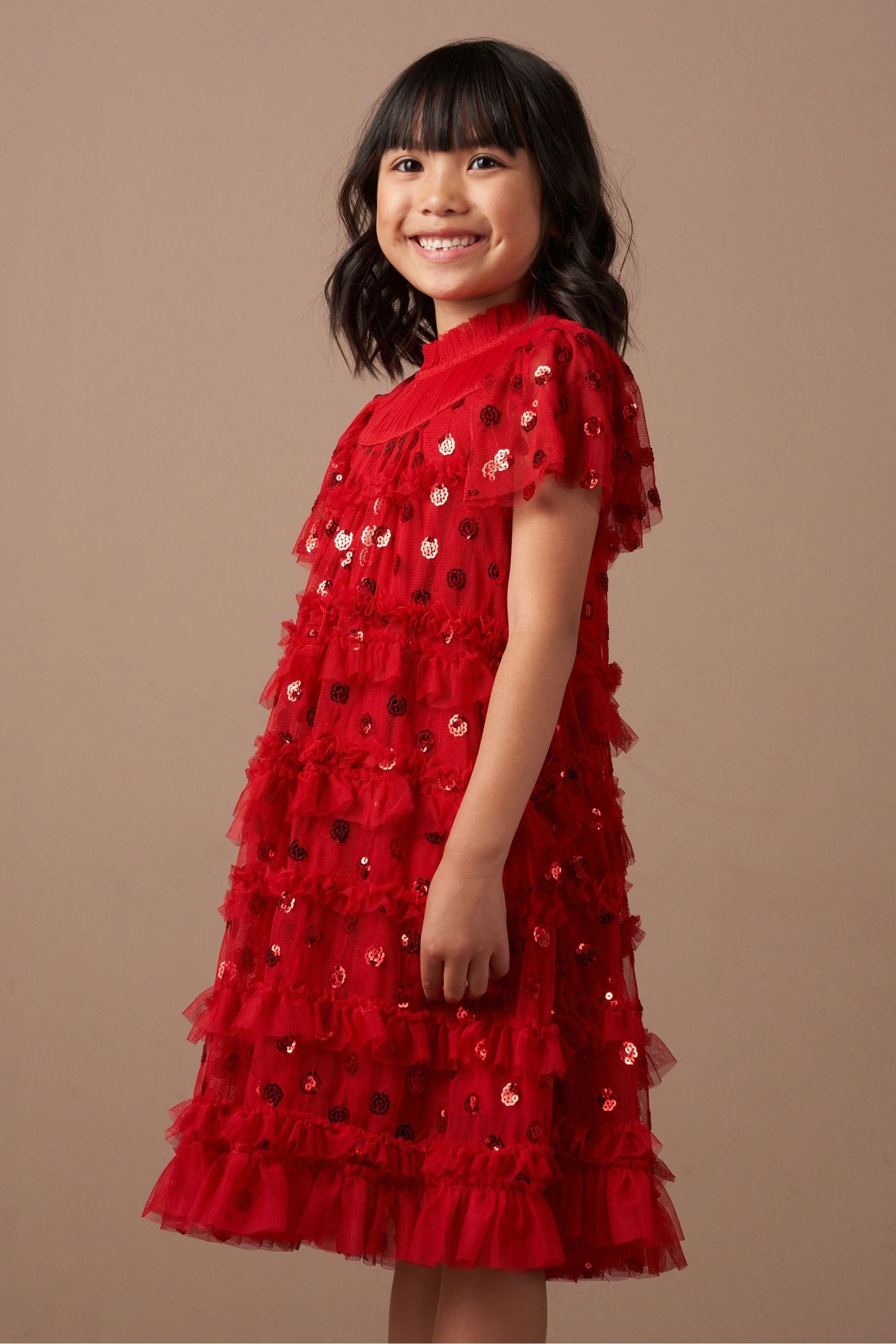 Angel & Rocket Red Delphine Sequin Mesh Dress