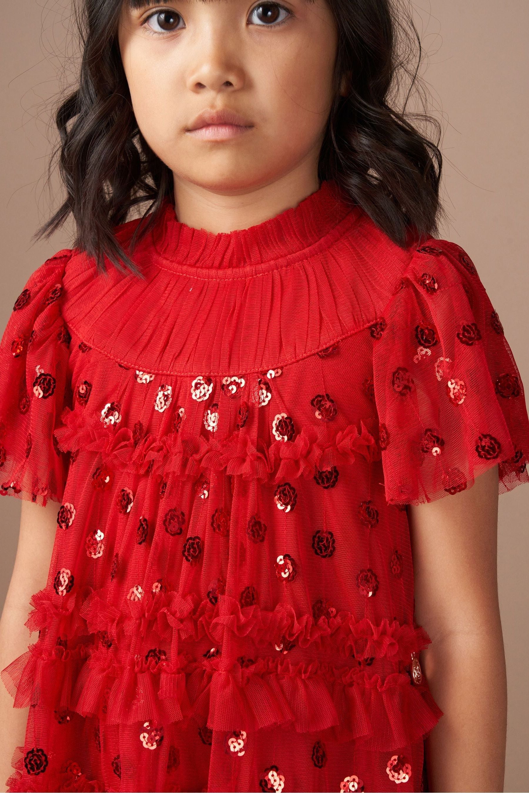 Angel & Rocket Red Delphine Sequin Mesh Dress