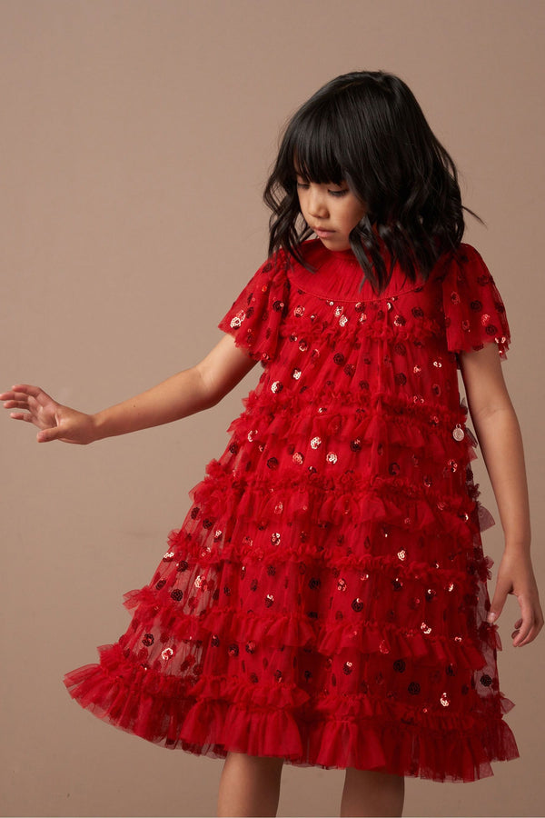 Angel & Rocket Red Delphine Sequin Mesh Dress