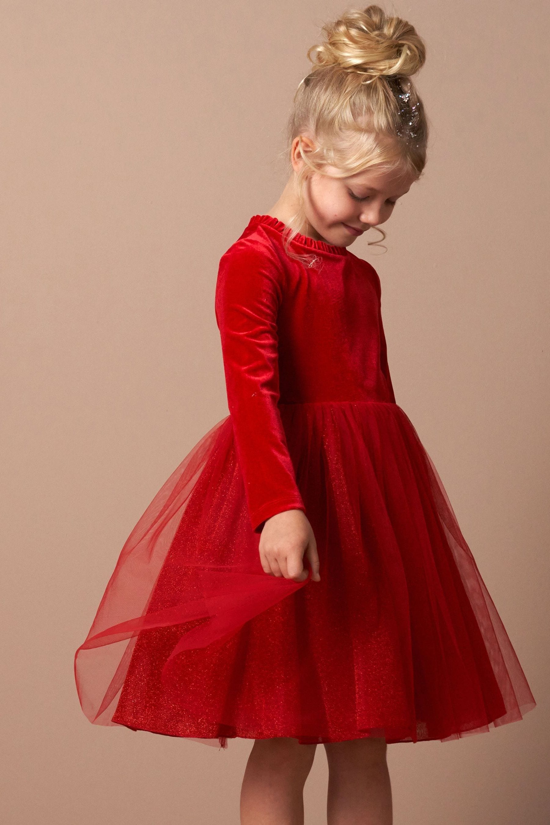 Red Angel & Rocket Elsie Velvet Tuelle Dress