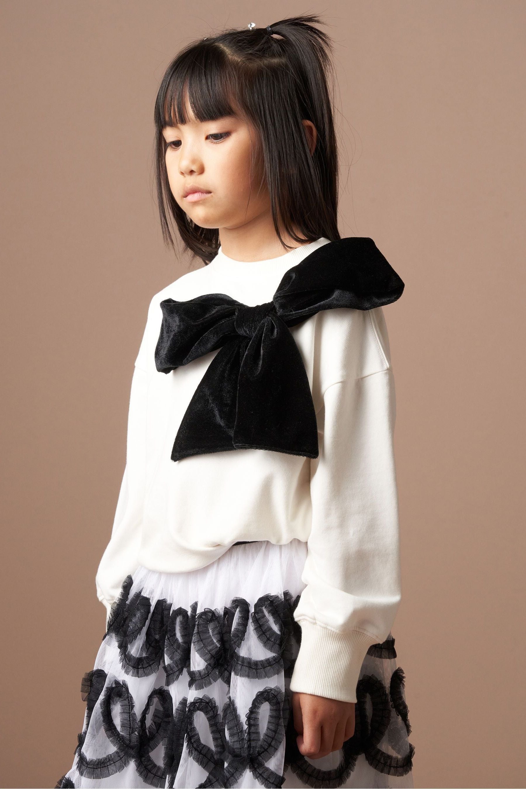 Angel & Rocket Natural Paige Velvet Bow Sweatshirt