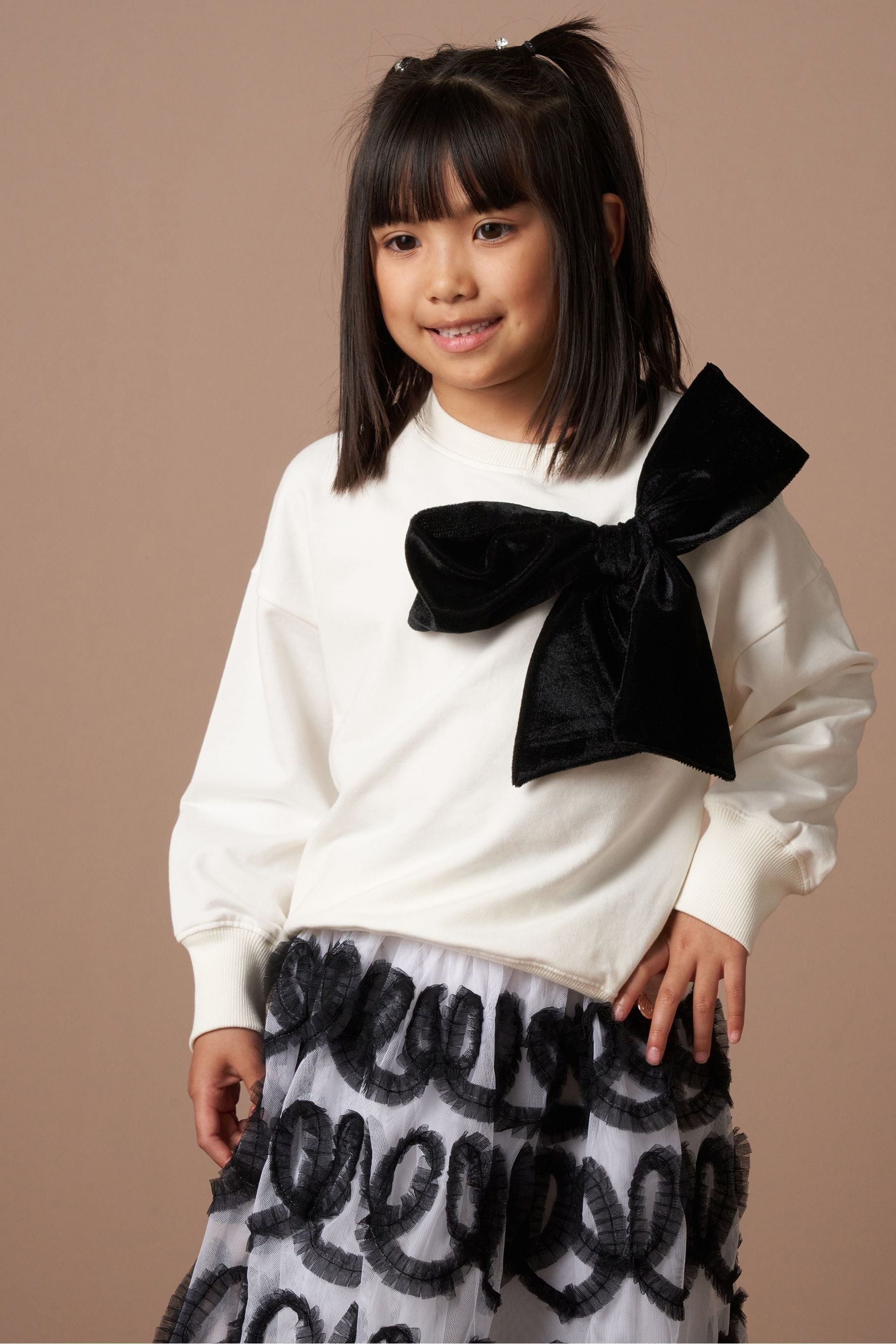 Angel & Rocket Natural Paige Velvet Bow Sweatshirt