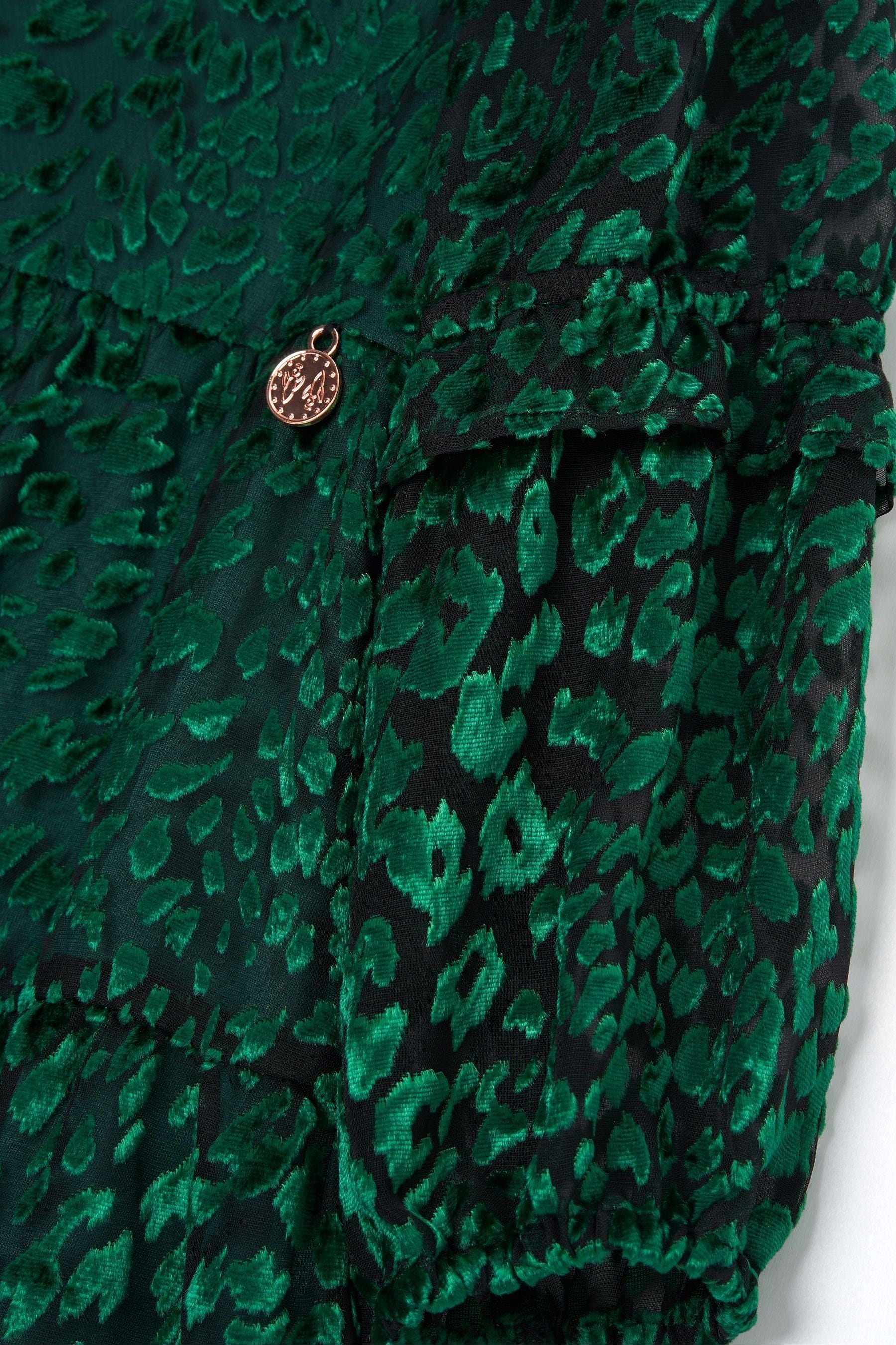 Green Angel & Rocket Poppy Devore Velvet Dress