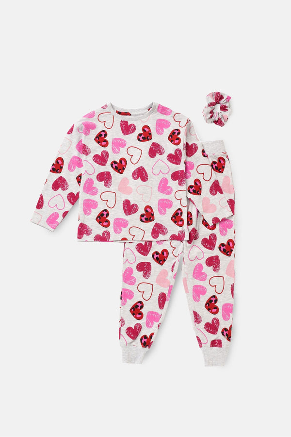 Angel & Rocket Grey Stella Leopard Heart Pyjamas