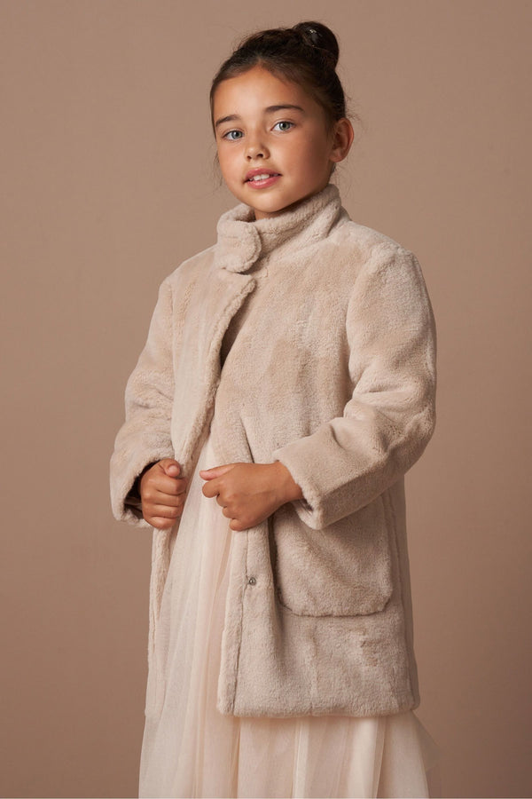 Angel & Rocket Natural Briar Taupe Faux Fur Coat