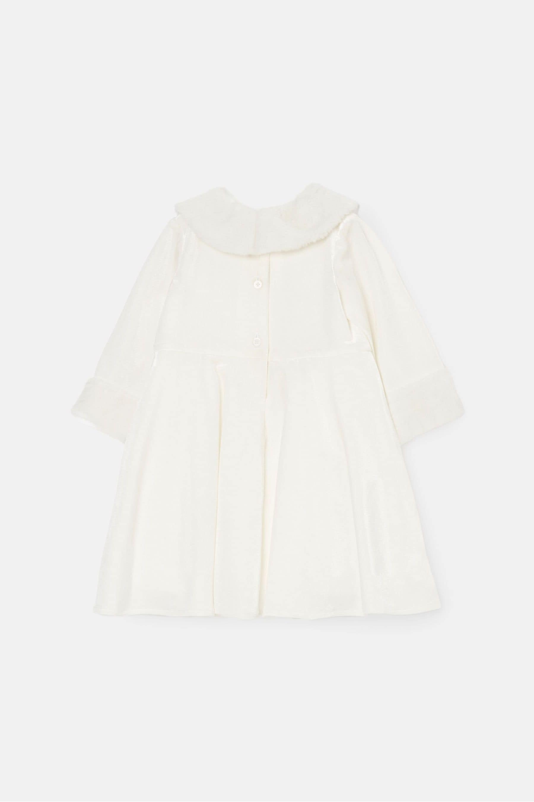 Angel & Rocket White Gabrielle Fur Collar Dress