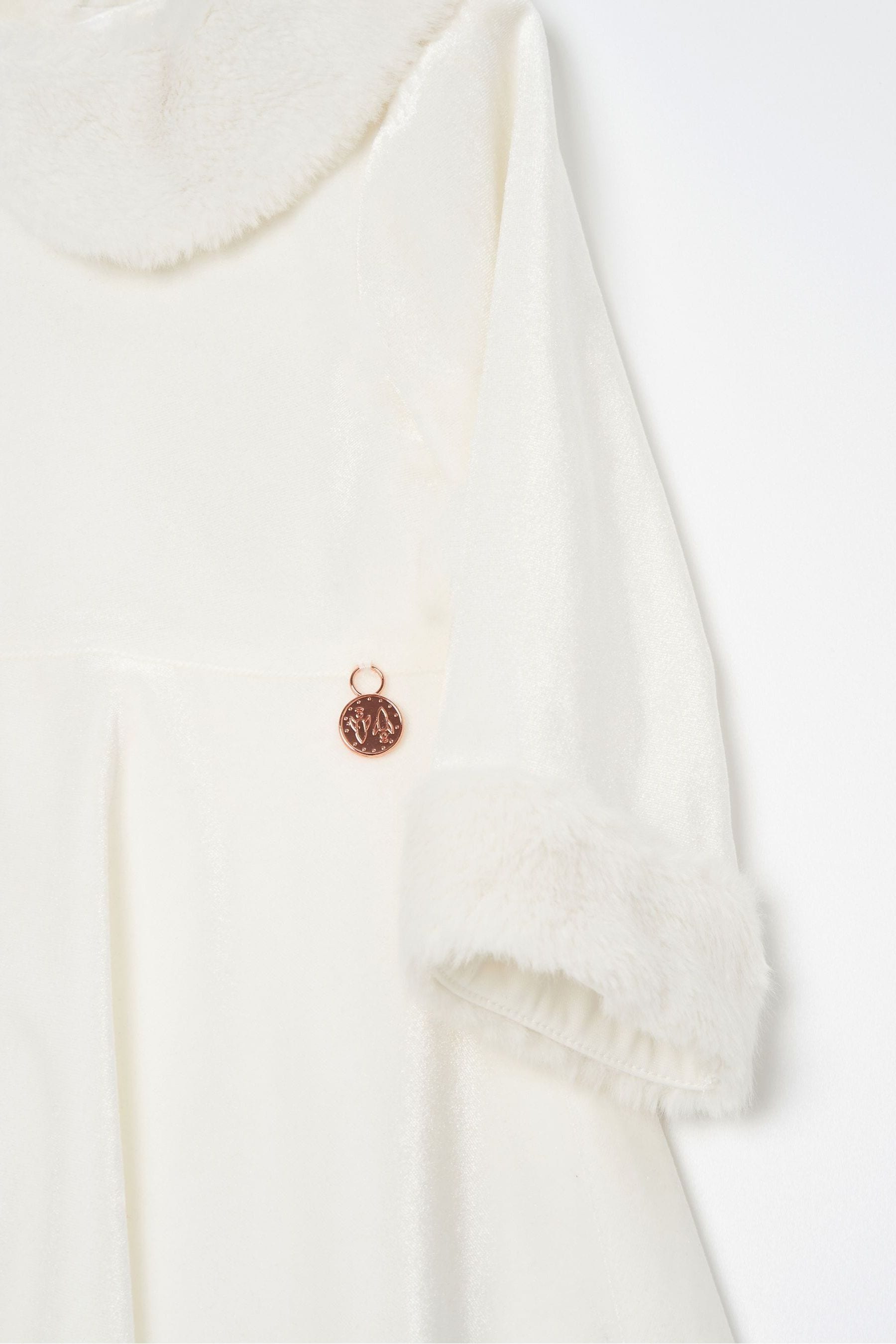 Angel & Rocket White Gabrielle Fur Collar Dress