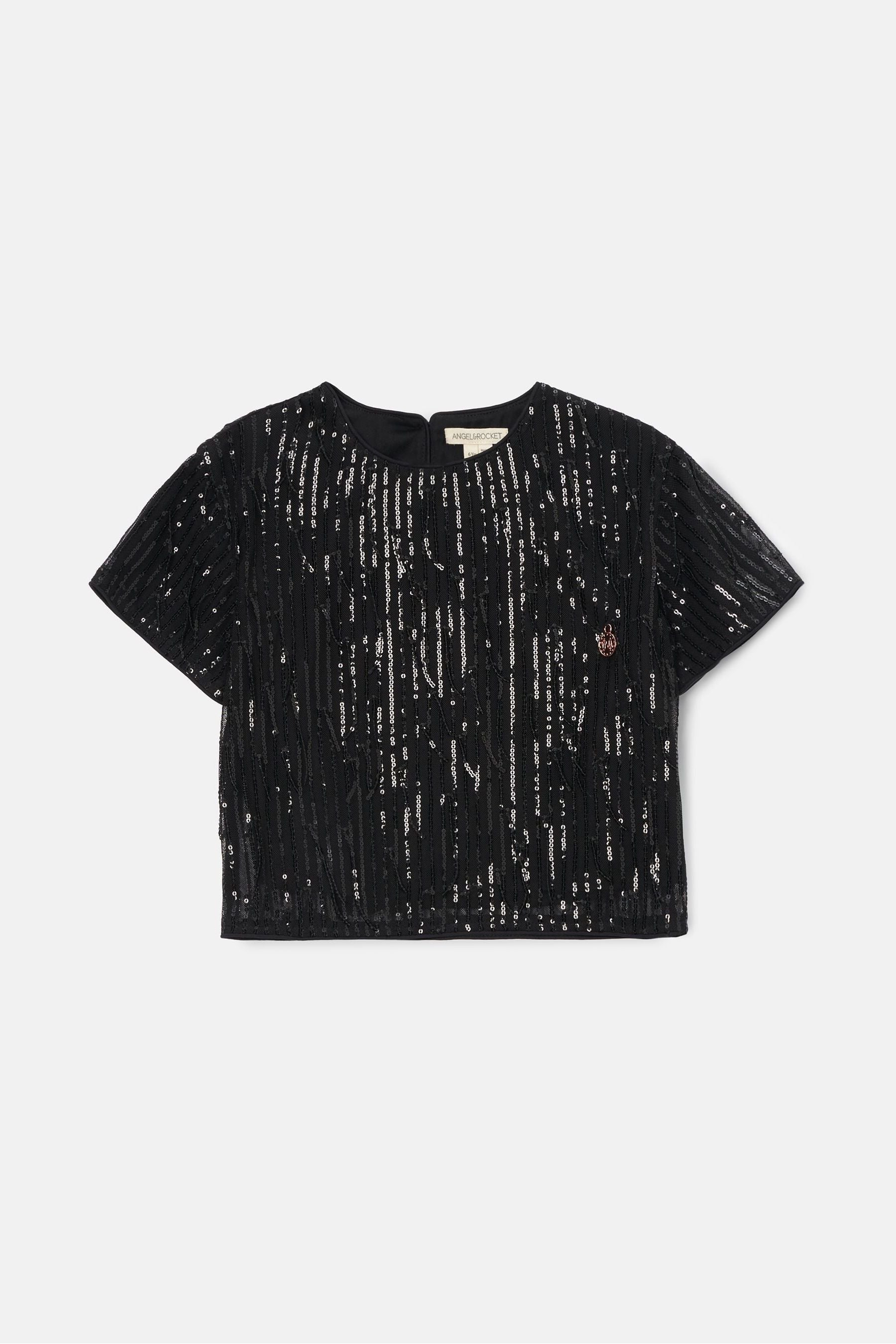 Angel & Rocket Black Sadie Tassel Sequin Top