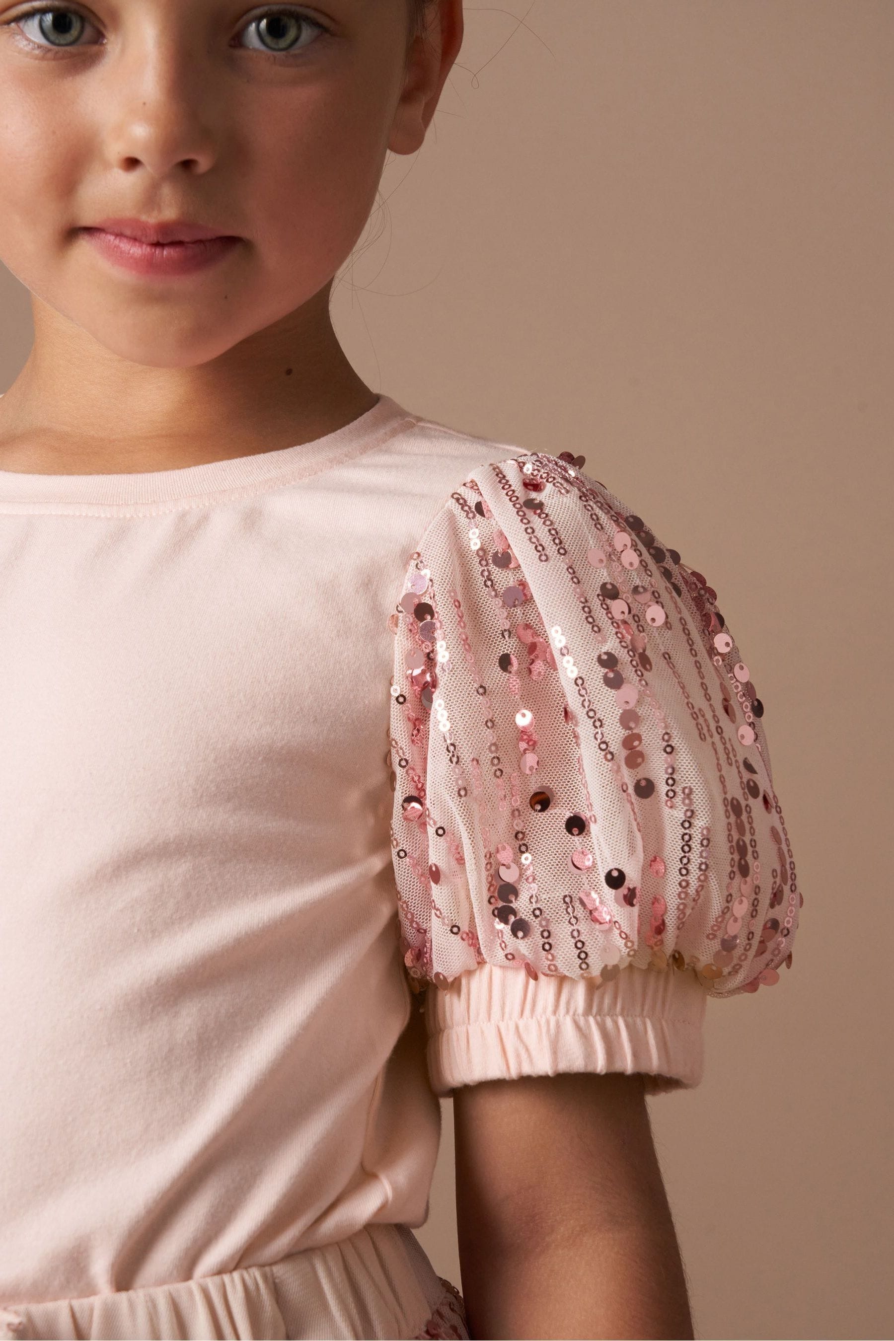 Angel & Rocket Pink Freya Pink Sequin Sleeve T-Shirt