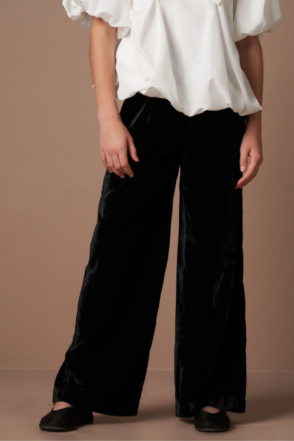 Black Angel & Rocket Sinead Wide Leg Velvet Trousers